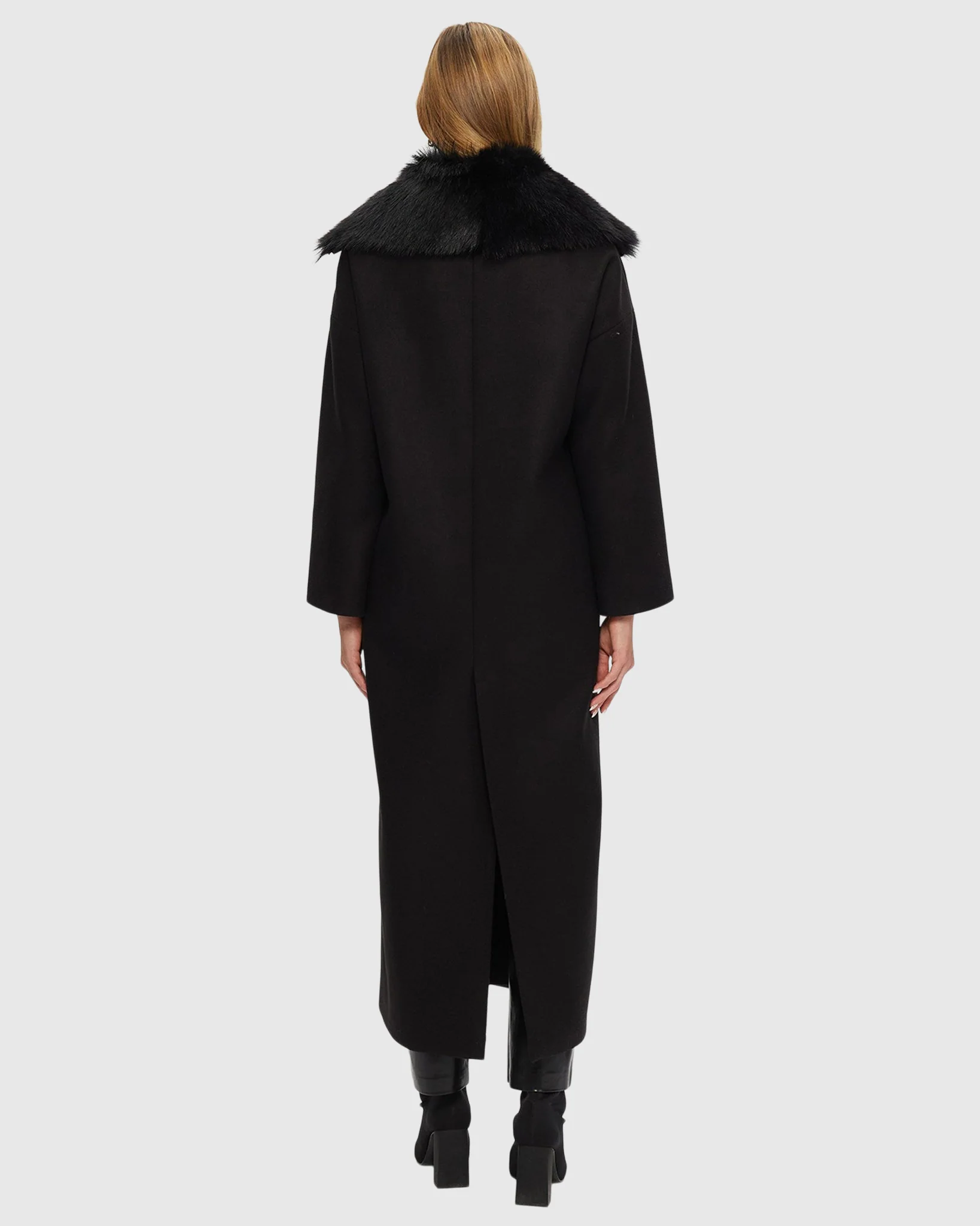 Fabric Coat With Detachable Select Shearling Lamb Collar - Image 3