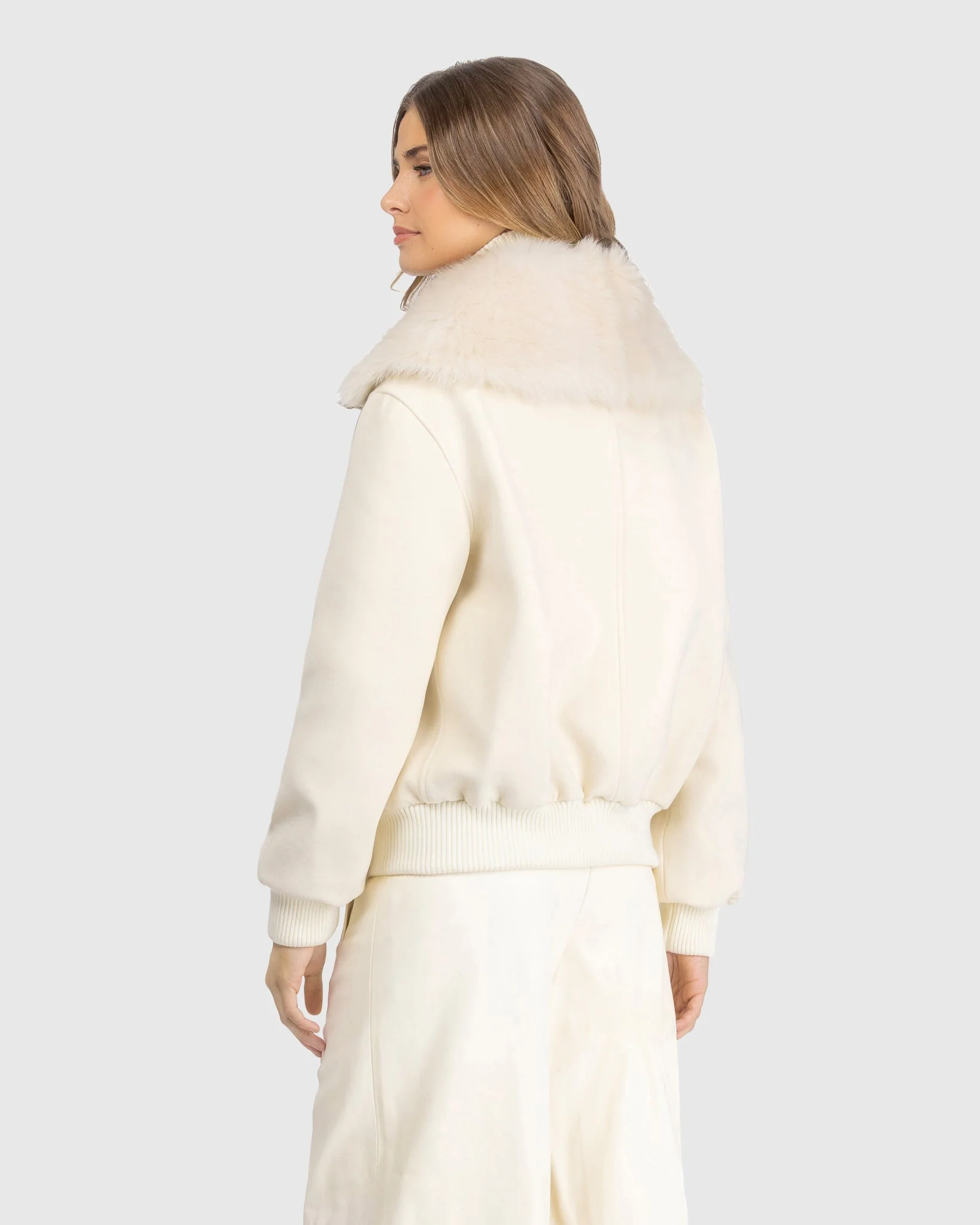 FABRIC JACKET WITH SELECT SHEARLING LAMB COLLAR - Image 10
