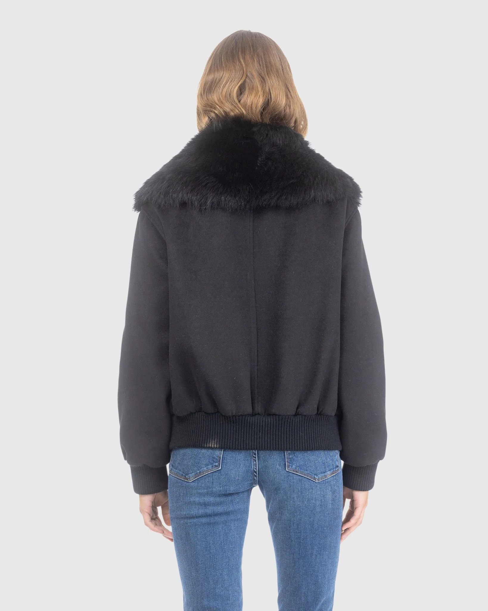 FABRIC JACKET WITH SELECT SHEARLING LAMB COLLAR - Image 4
