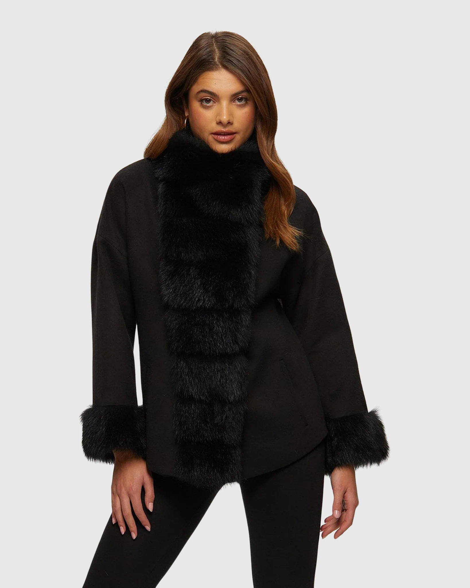FABRIC JACKET WITH TOSCANA LAMB TUXEDO AND CUFFS