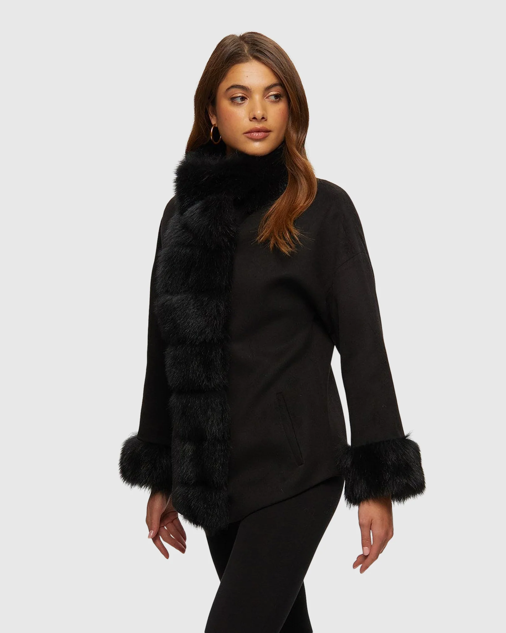 FABRIC JACKET WITH TOSCANA LAMB TUXEDO AND CUFFS - Image 2