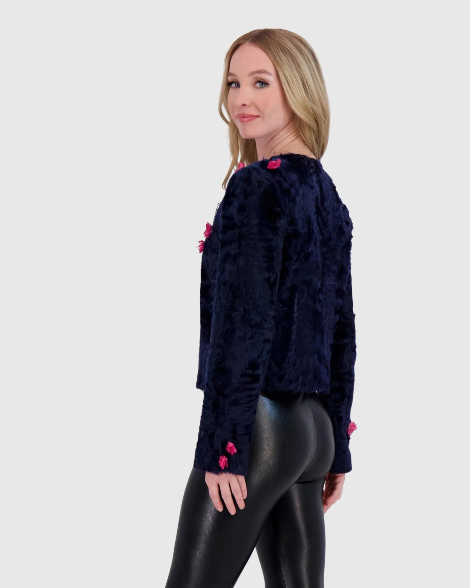 FLOWER BUD EMBROIDERED BABY LAMB JACKET - Image 3