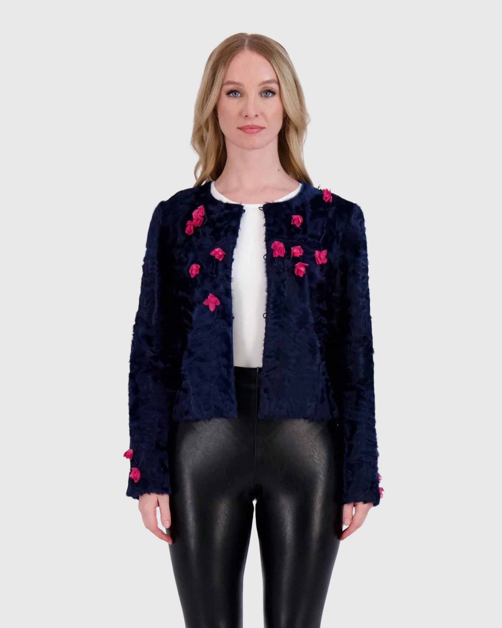 FLOWER BUD EMBROIDERED BABY LAMB JACKET - Image 5
