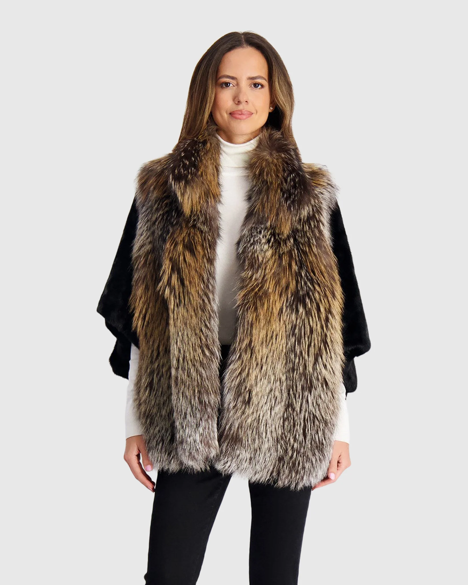 Fox Jacket With Mink Sleeves - Image 3