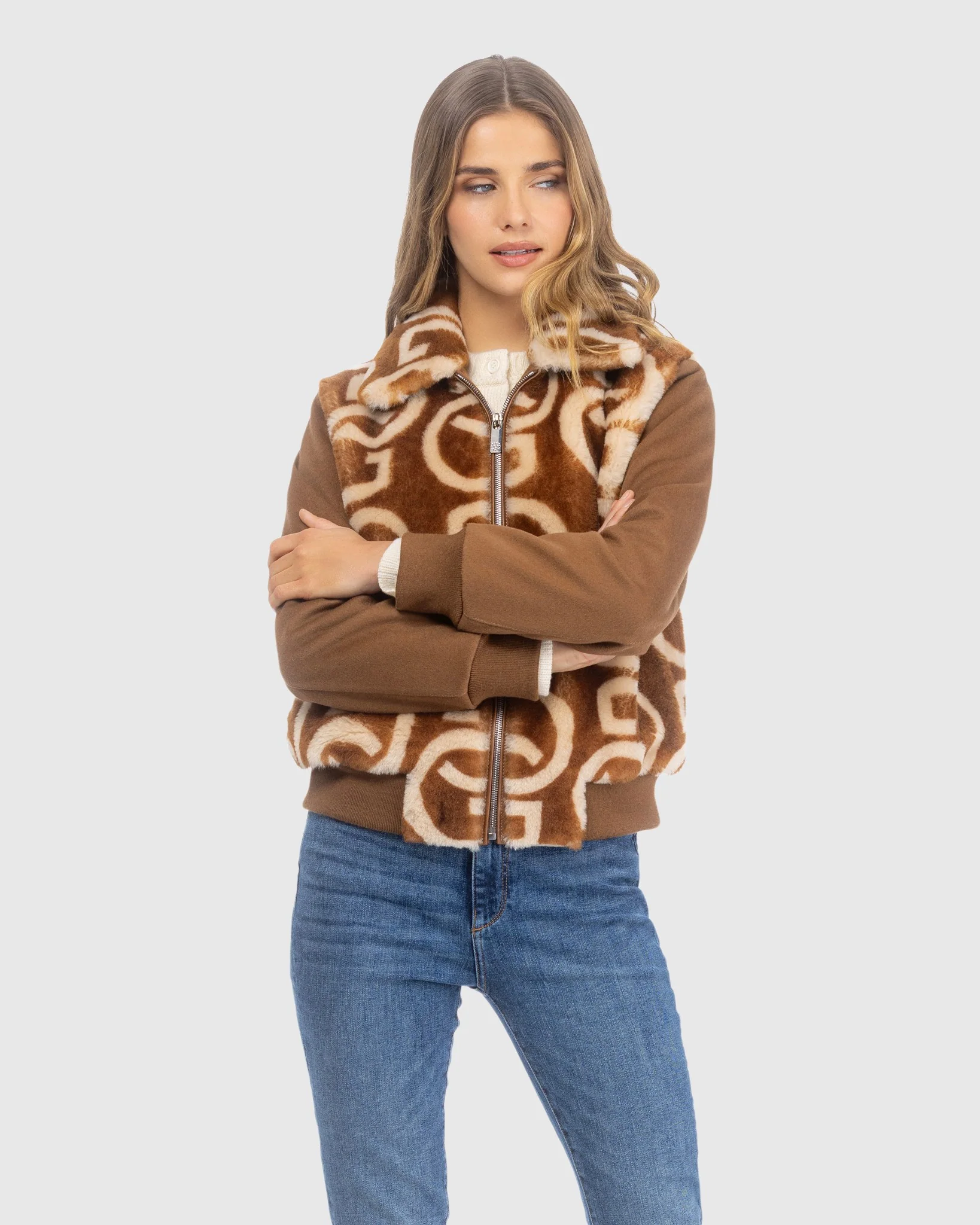 G PRINTED MERINO SHEARLING LAMB BOMBER JACKET WITH LORO PIANA WOOL TRIM - Image 12