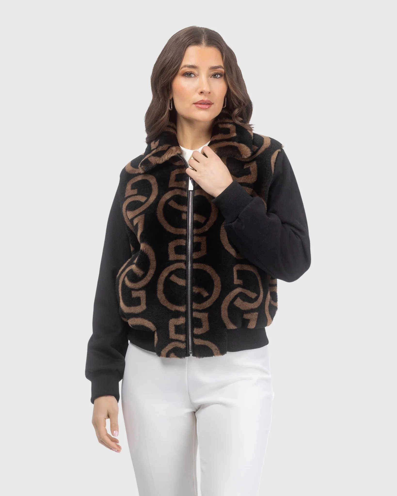 G PRINTED MERINO SHEARLING LAMB BOMBER JACKET WITH LORO PIANA WOOL TRIM - Image 3