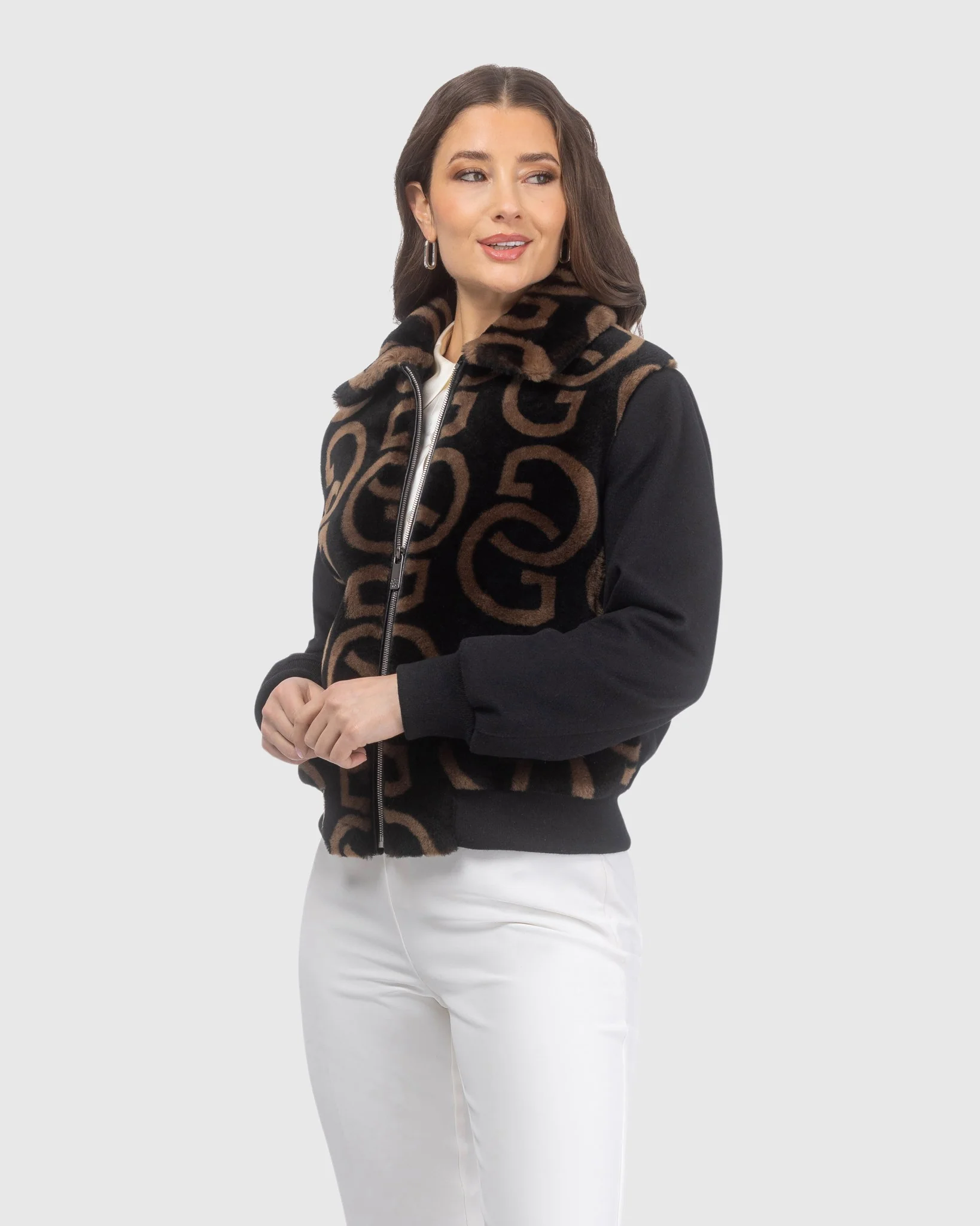 G PRINTED MERINO SHEARLING LAMB BOMBER JACKET WITH LORO PIANA WOOL TRIM - Image 6