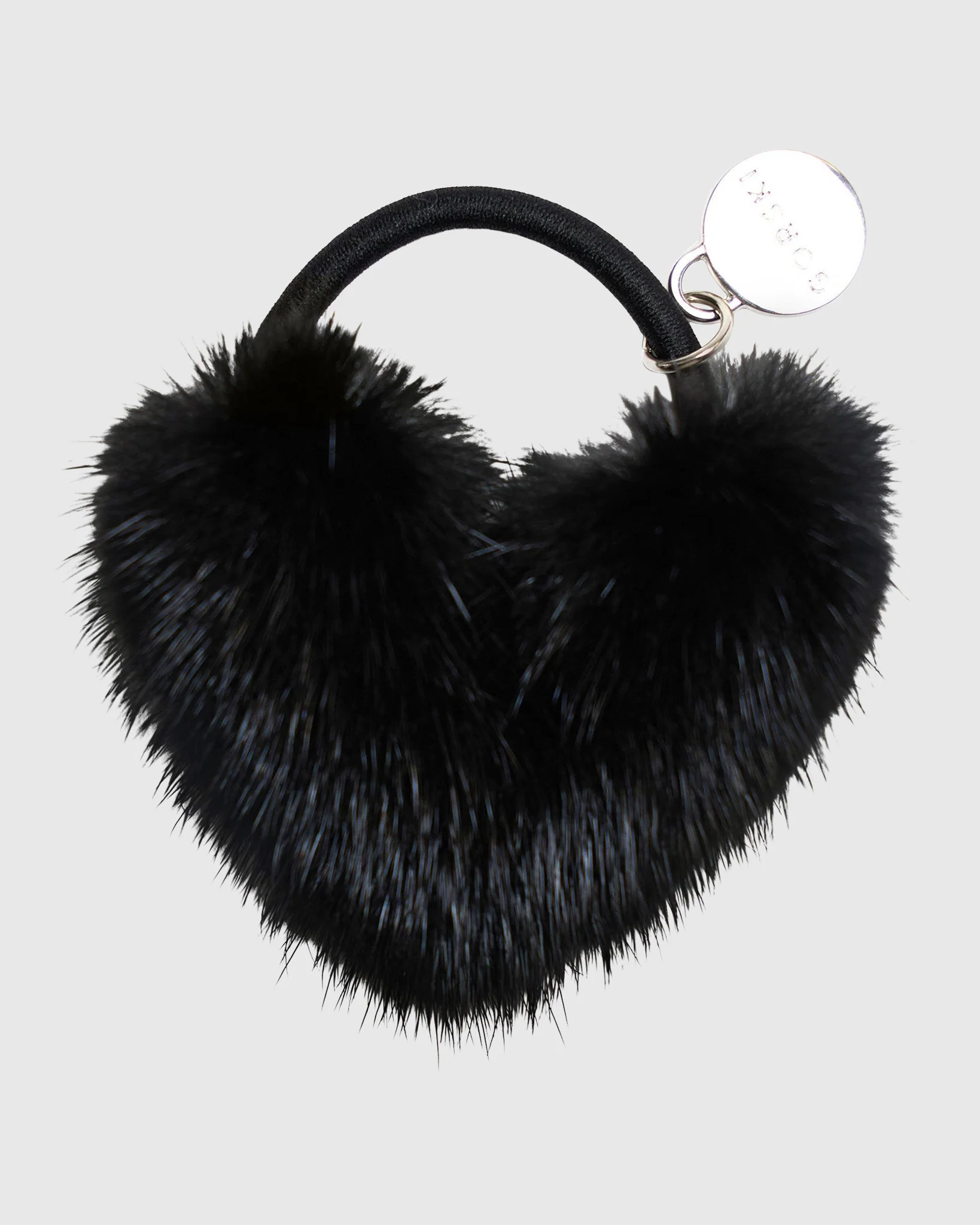 HAIR ELASTIC WITH HEART SHAPED MINK FUR POMPOM - Image 10