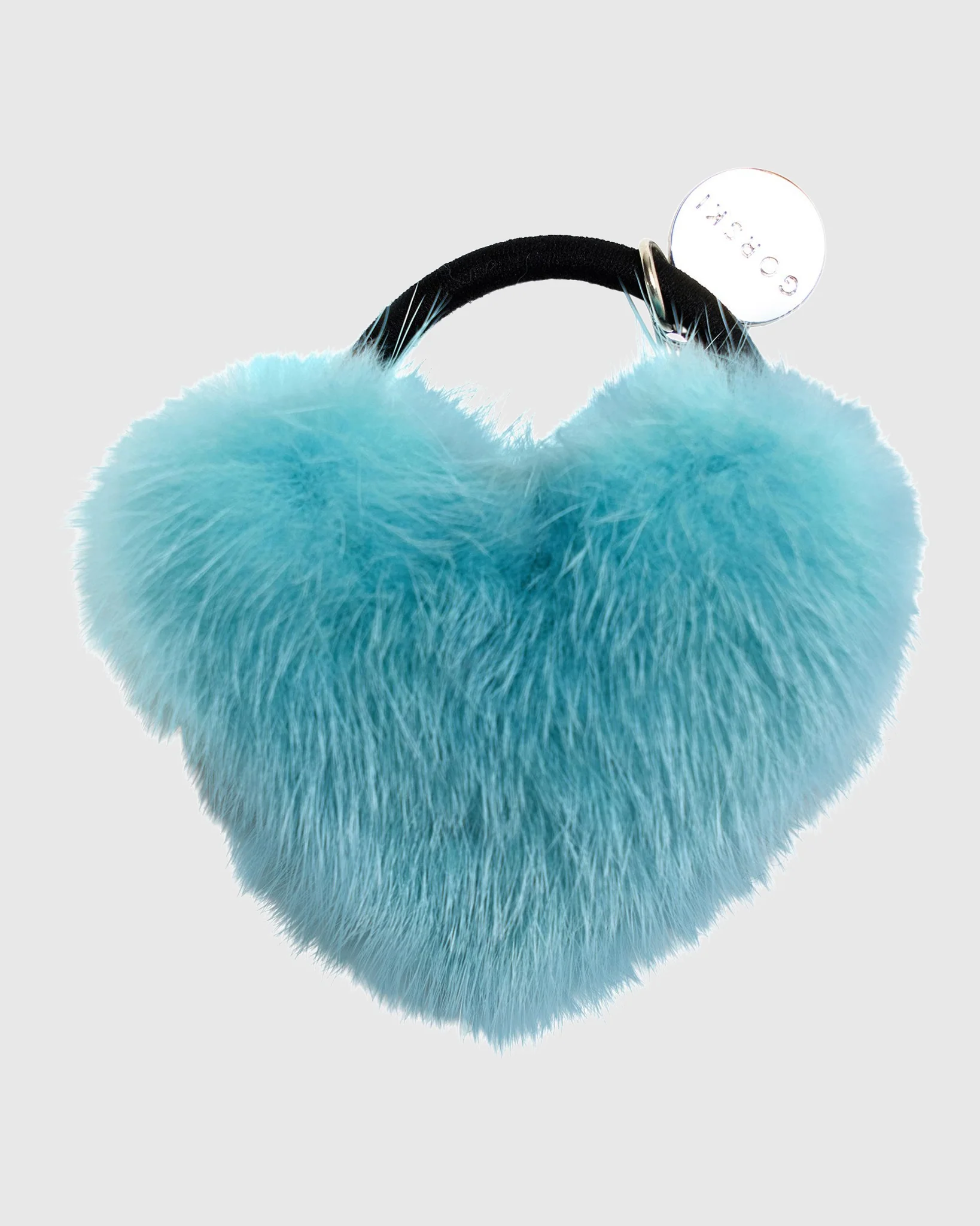 HAIR ELASTIC WITH HEART SHAPED MINK FUR POMPOM - Image 6