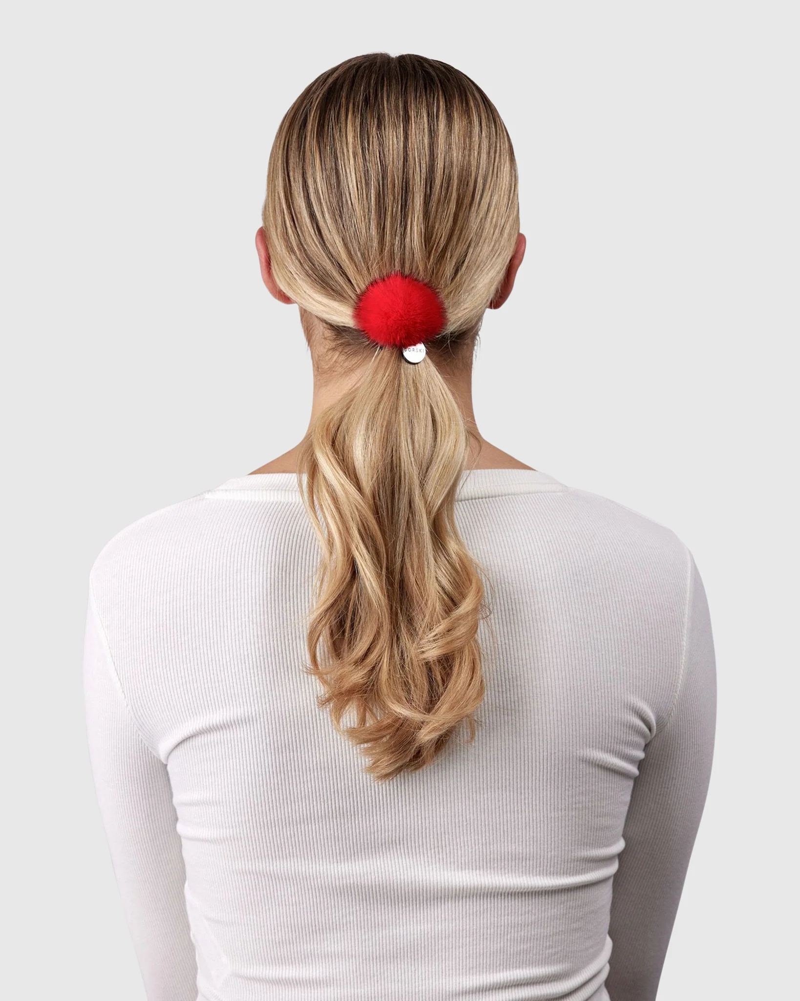 HAIR ELASTIC WITH MINK FUR POMPOM - Image 3