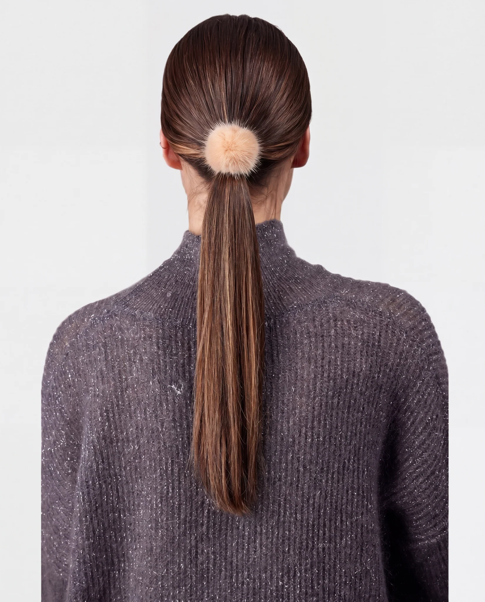 HAIR ELASTIC WITH MINK FUR POMPOM - Image 9