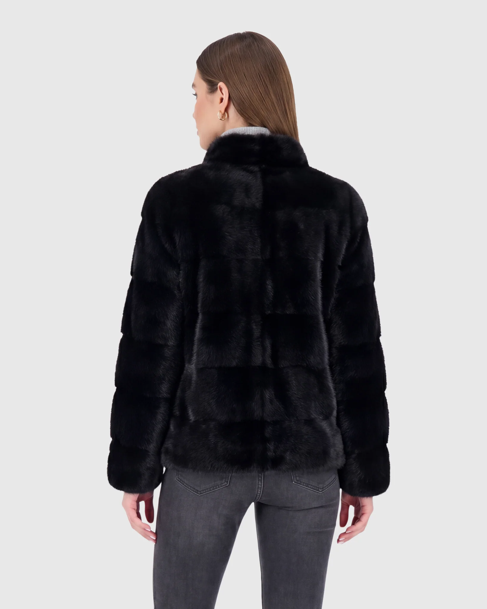 HORIZONTAL MINK JACKET, STAND COLLAR - Image 15