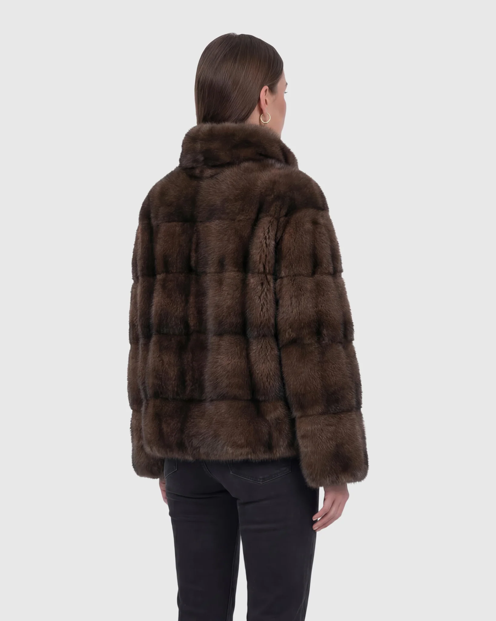 HORIZONTAL MINK JACKET, STAND COLLAR - Image 8