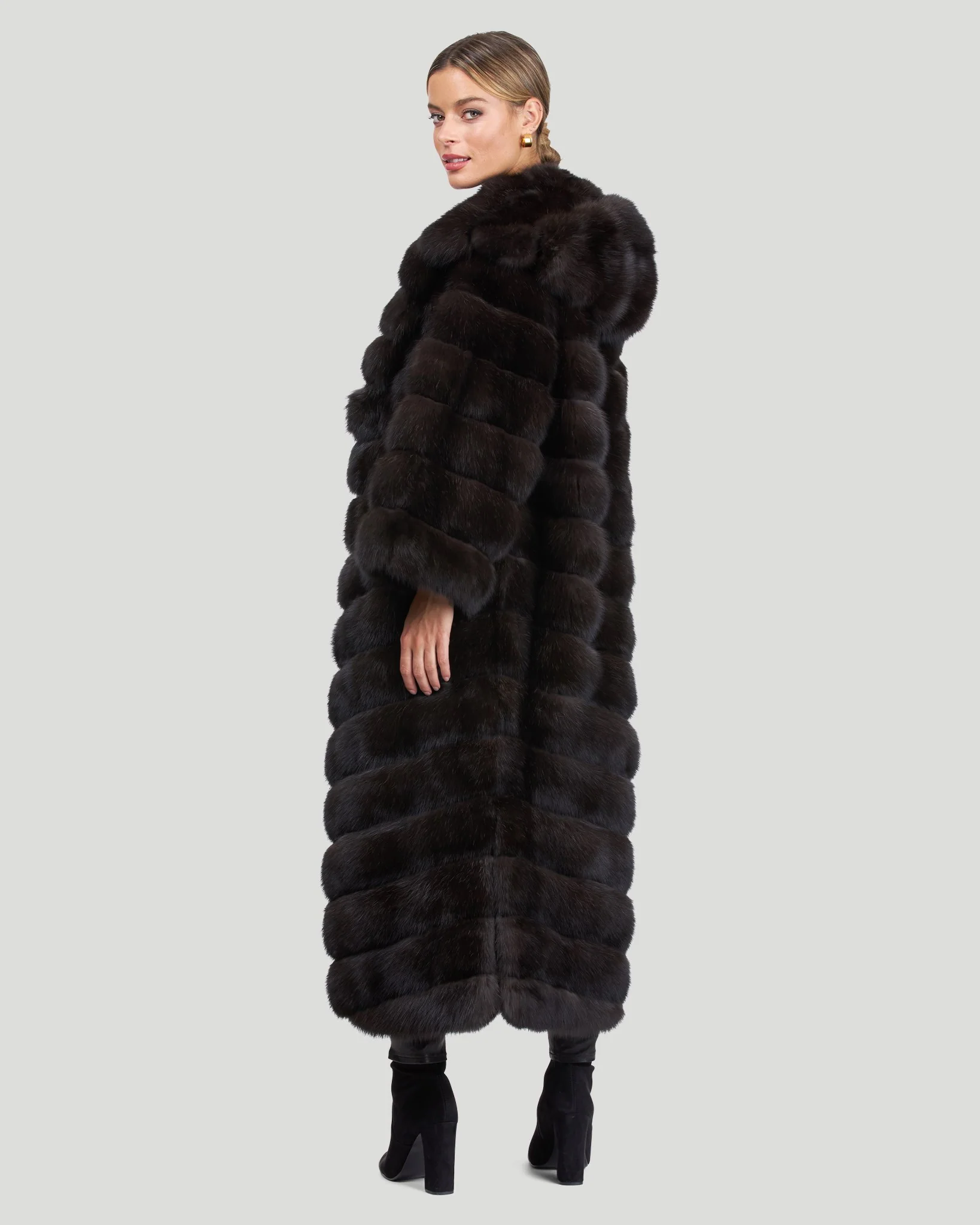 Horizontal Russian Sable Coat With Hood - Image 3