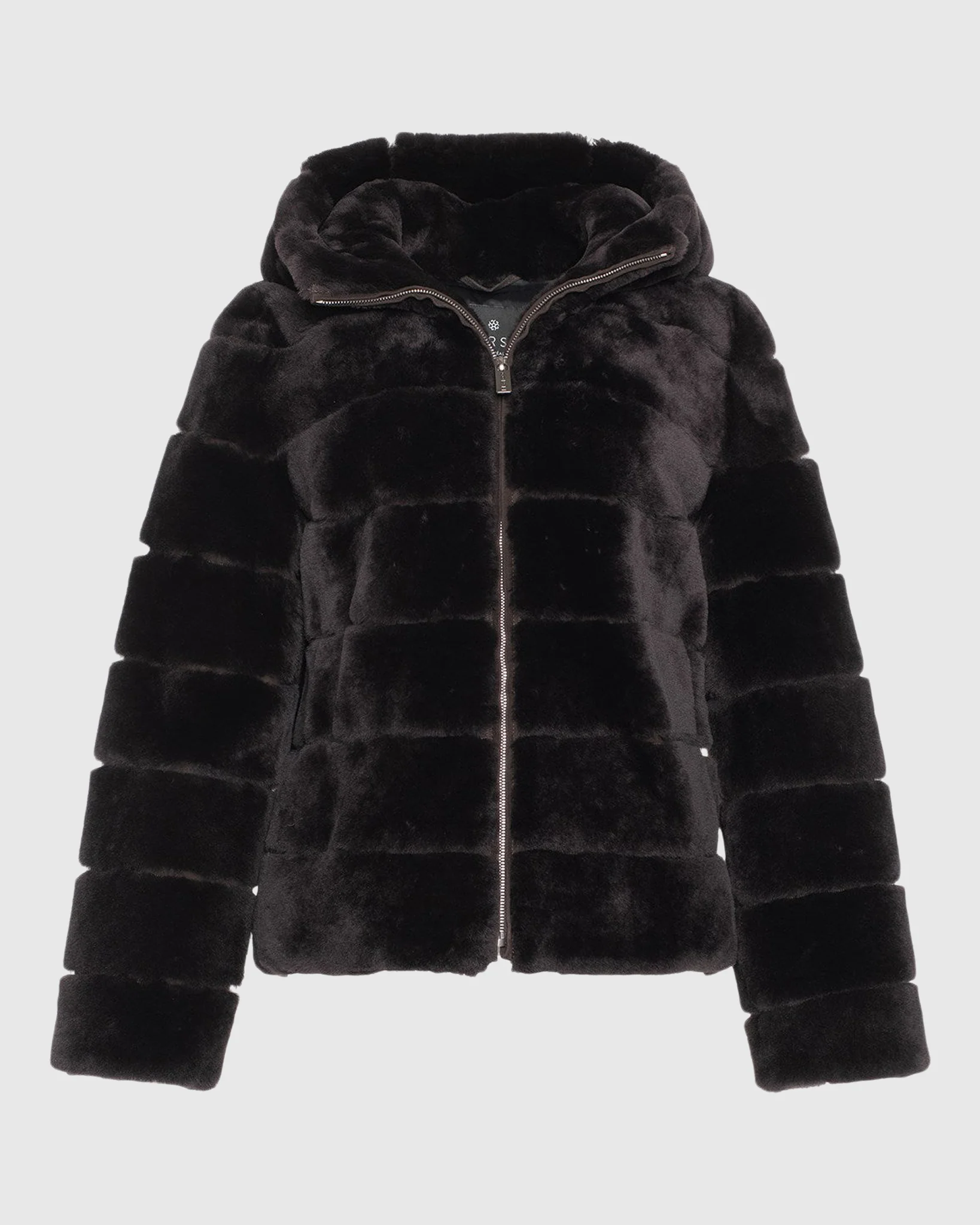 HORIZONTAL SHEARLING LAMB ZIP JACKET WITH HOOD - Image 9