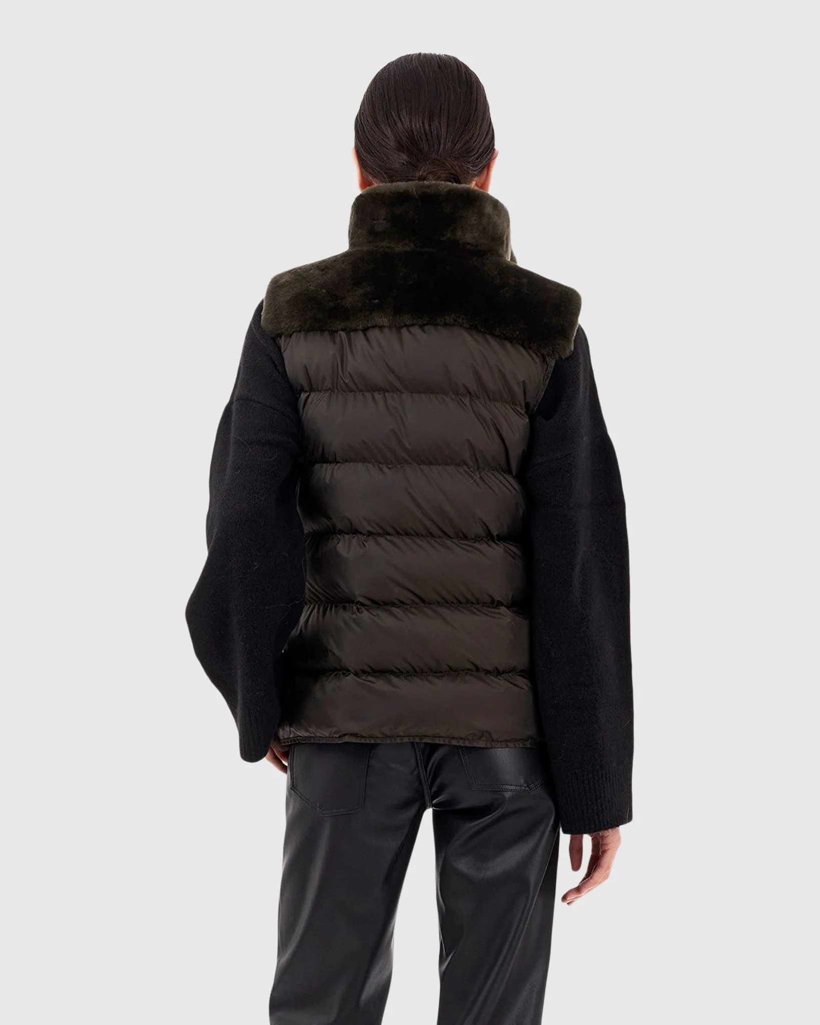 Horizontal Select Shearling Lamb Vest With Quilted Back - Image 3