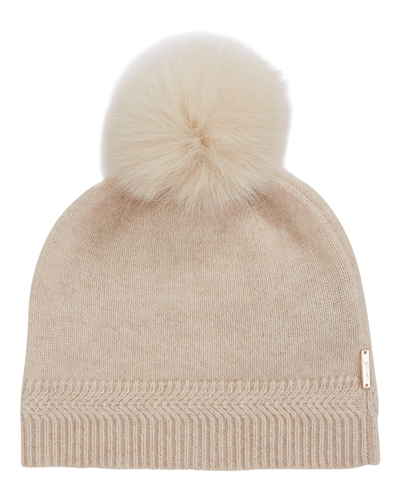 KNIT CASHMERE HAT WITH FOX POMPOM - Image 16