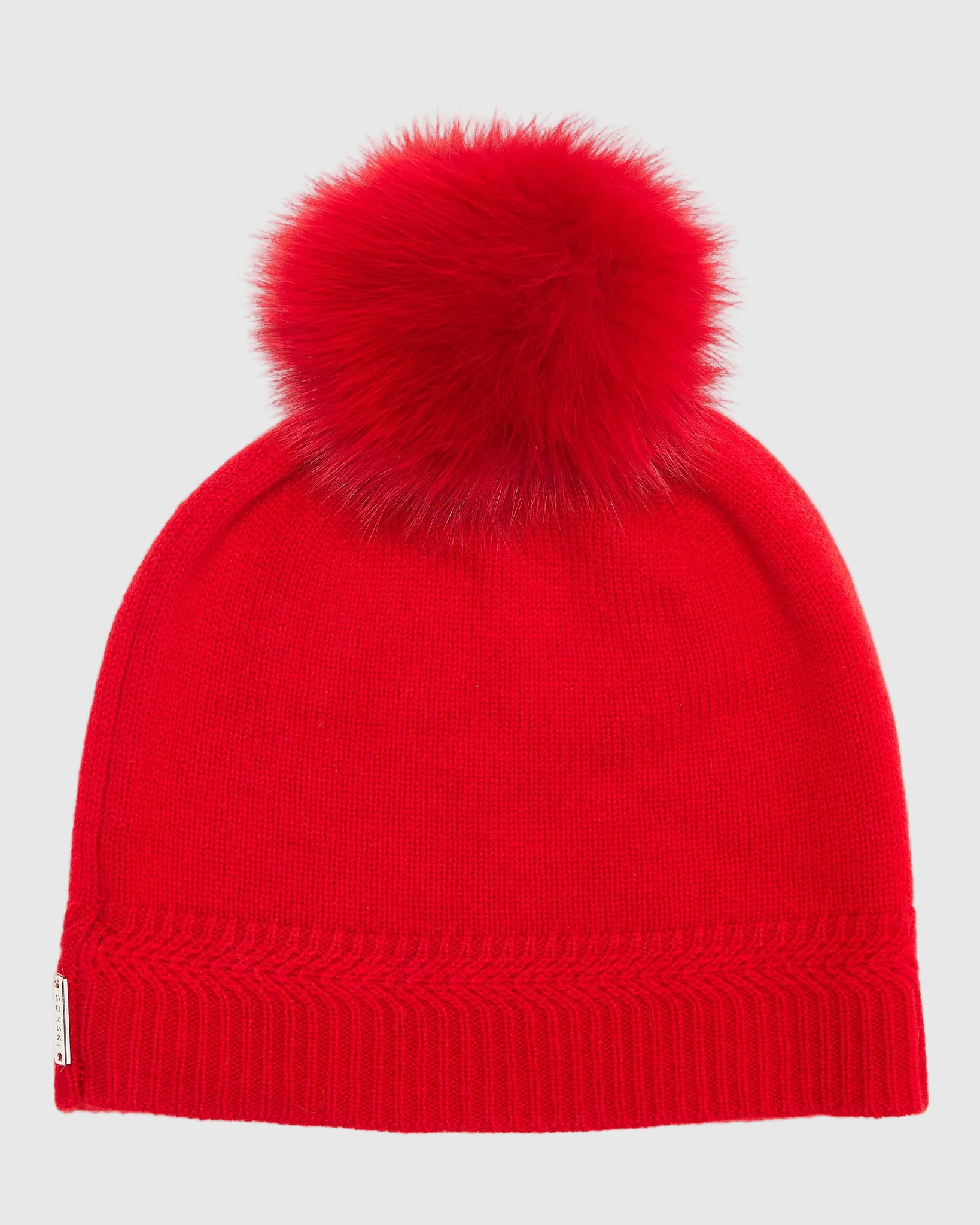 KNIT CASHMERE HAT WITH FOX POMPOM - Image 5