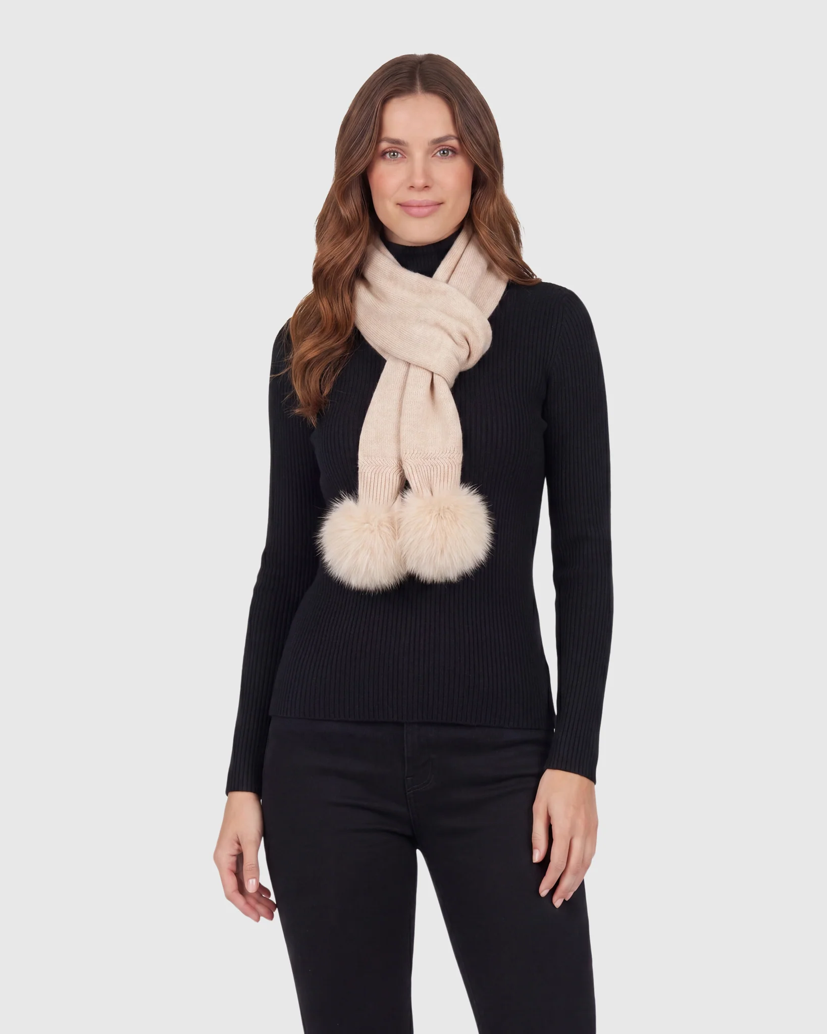 KNIT CASHMERE SCARF WITH FOX POMPOM - Image 13