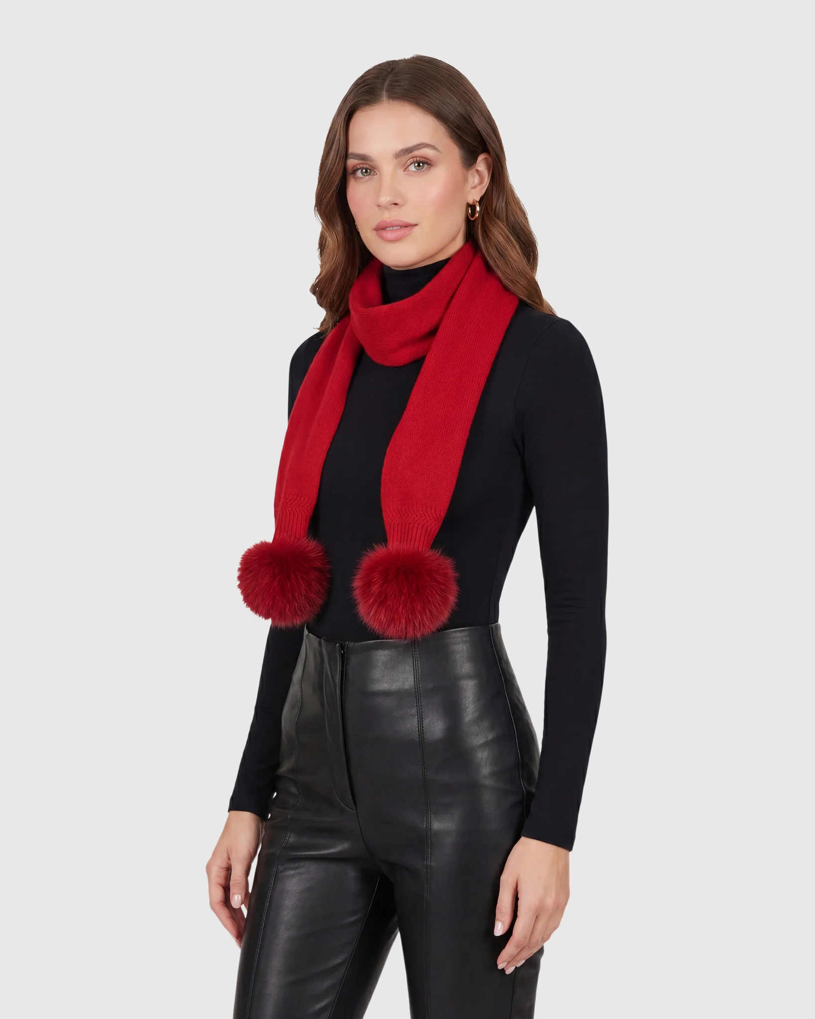 KNIT CASHMERE SCARF WITH FOX POMPOM - Image 6