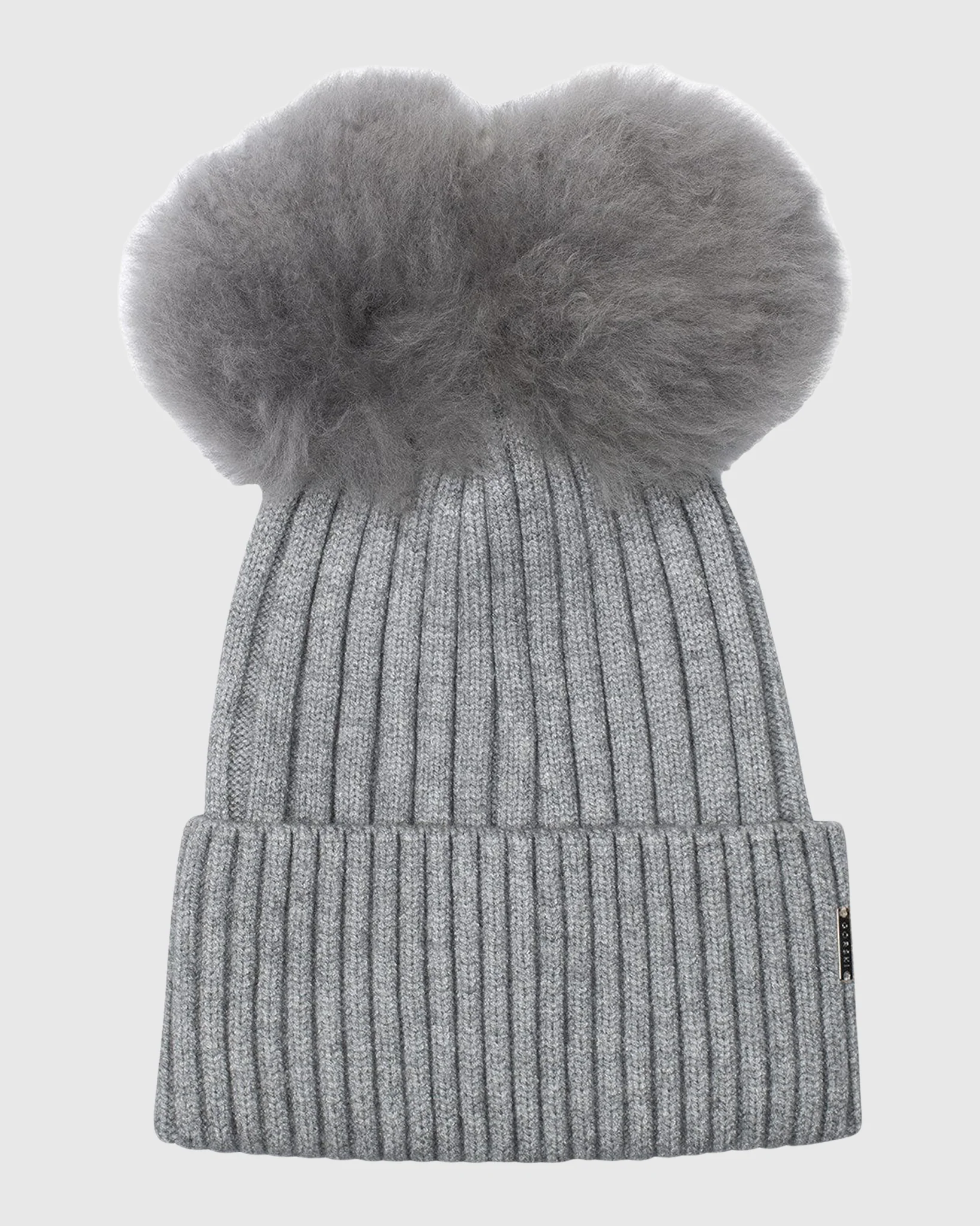 KNIT HAT WITH DOUBLE TOSCANA LAMB POMPOM - Image 3