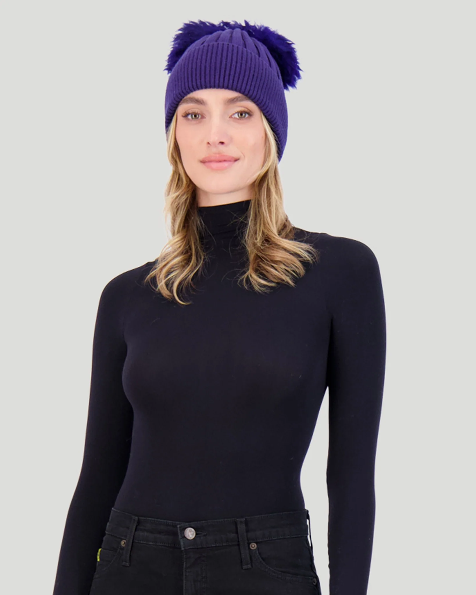 KNIT HAT WITH DOUBLE TOSCANA LAMB POMPOM - Image 5