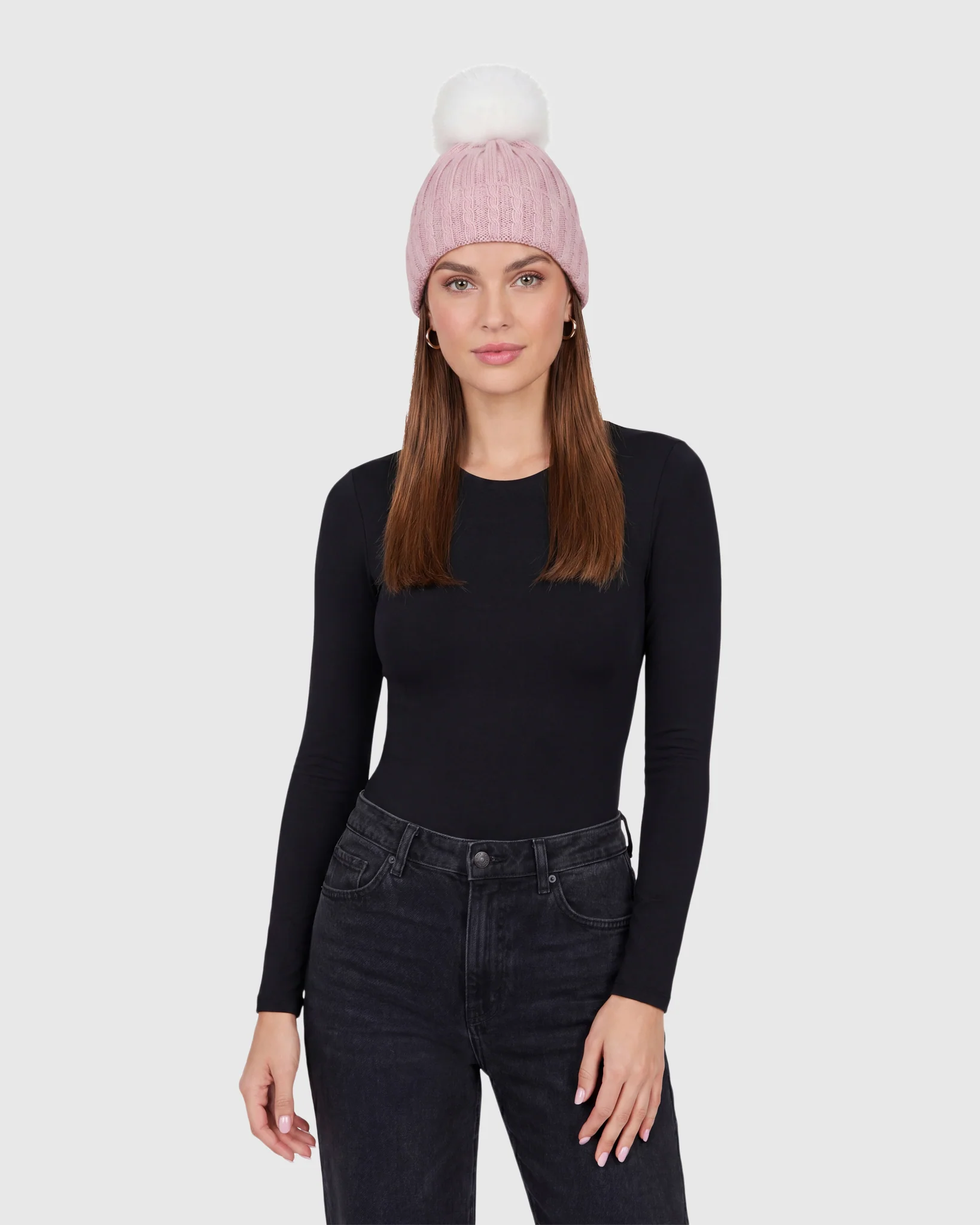 KNIT HAT WITH FOX POMPOM - Image 6