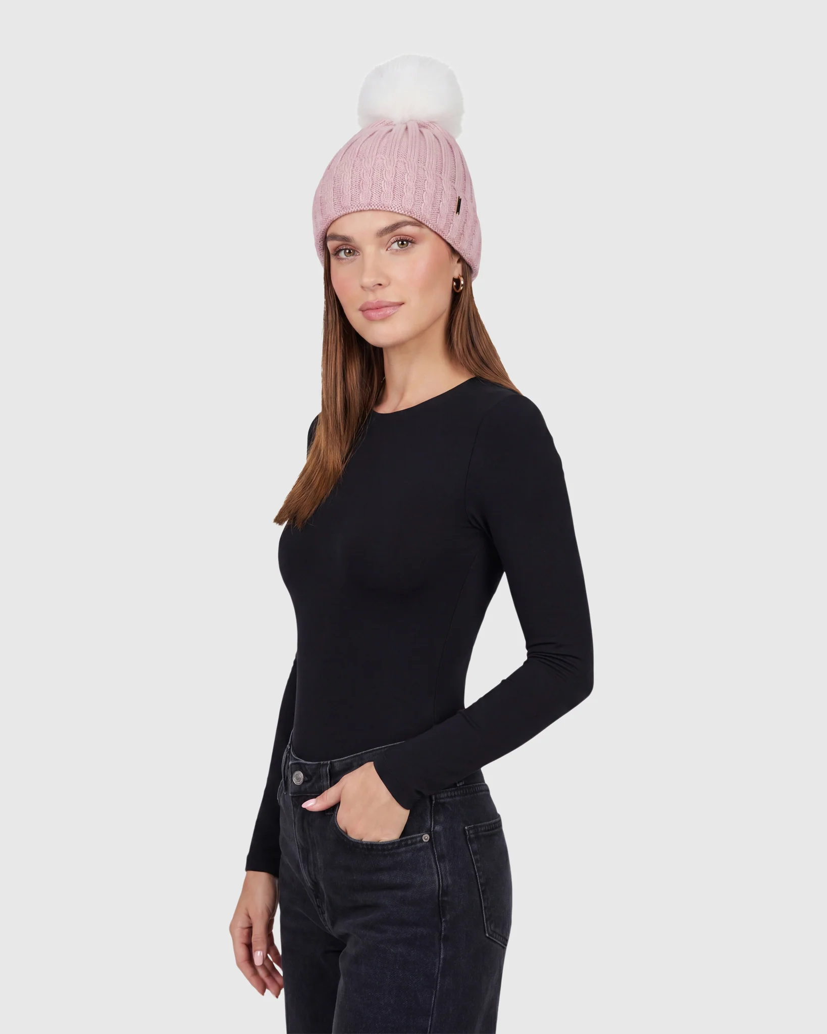 KNIT HAT WITH FOX POMPOM - Image 7