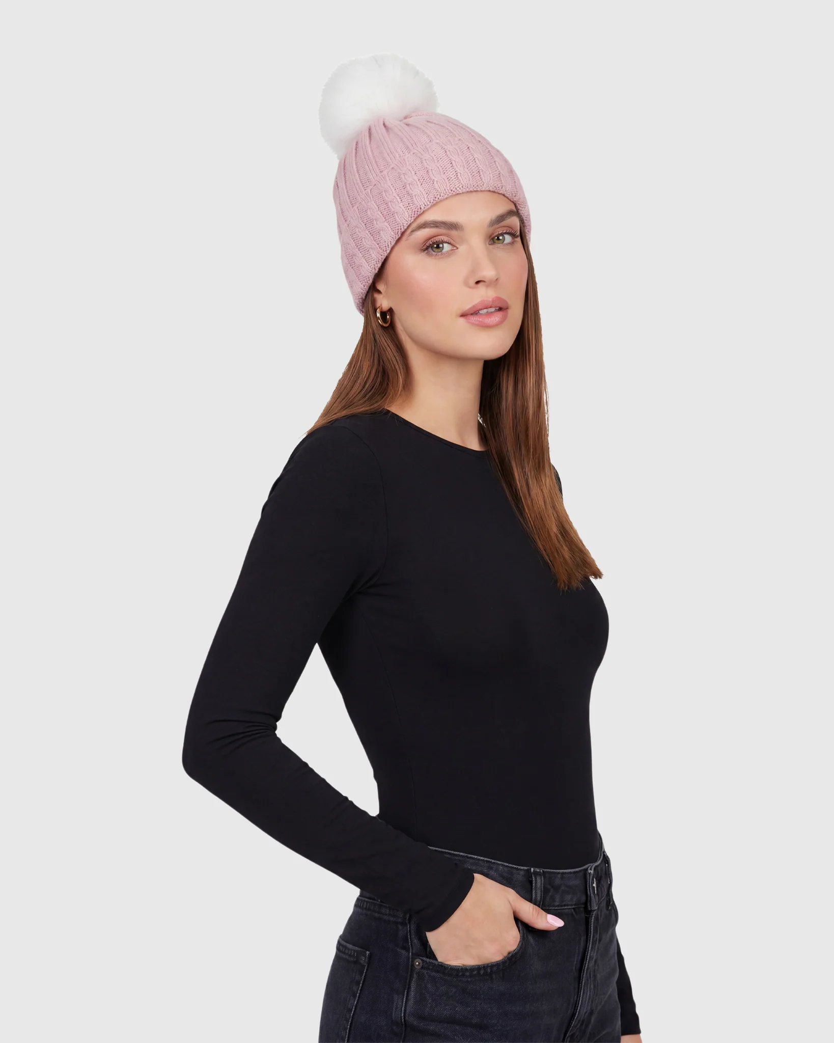 KNIT HAT WITH FOX POMPOM - Image 8