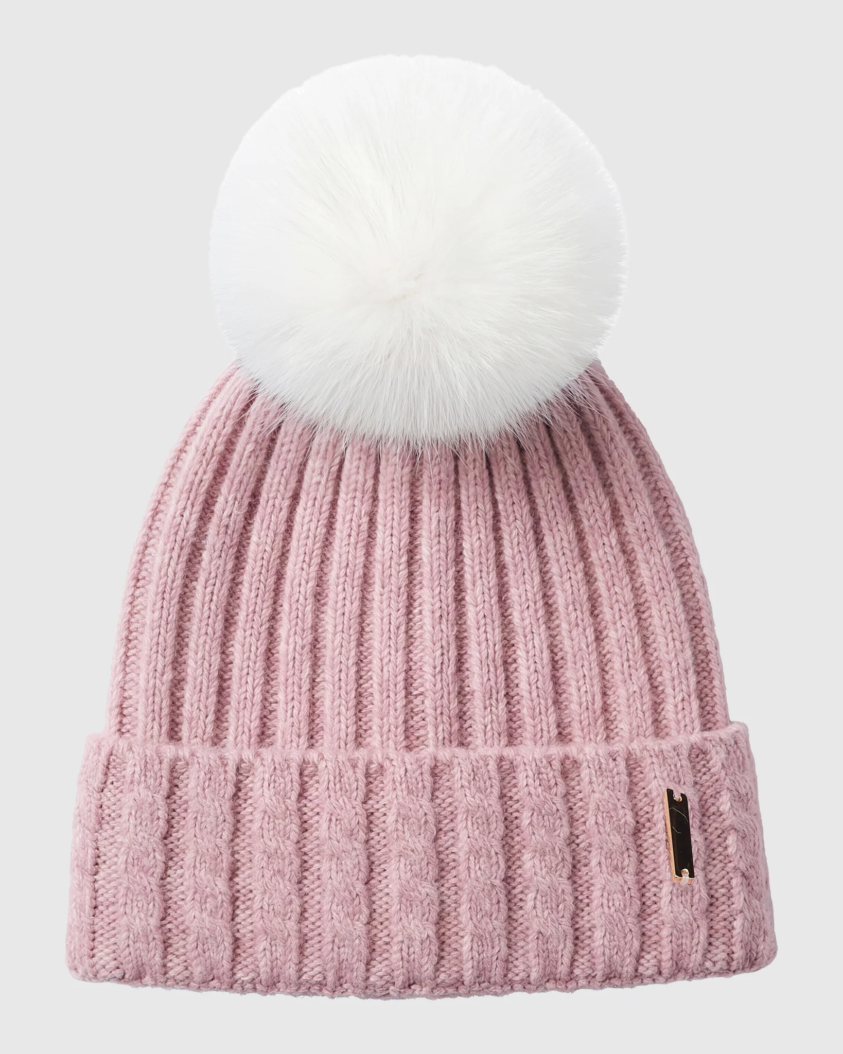 KNIT HAT WITH FOX POMPOM - Image 9