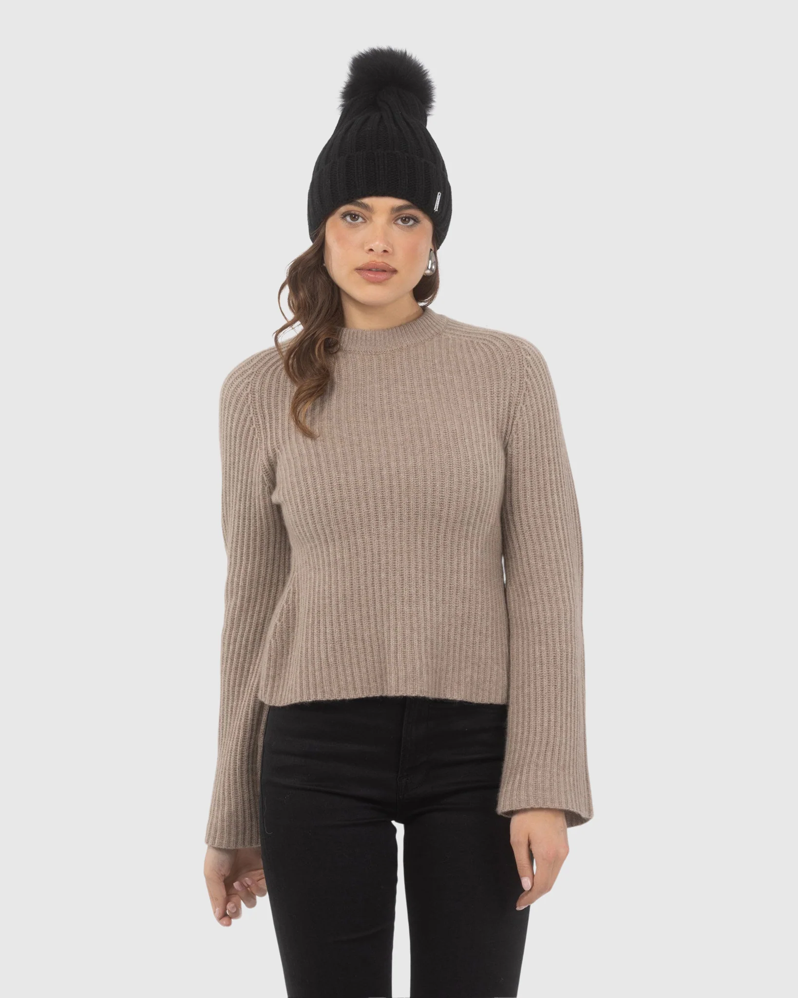 KNIT HAT WITH SELECT LAMB POM