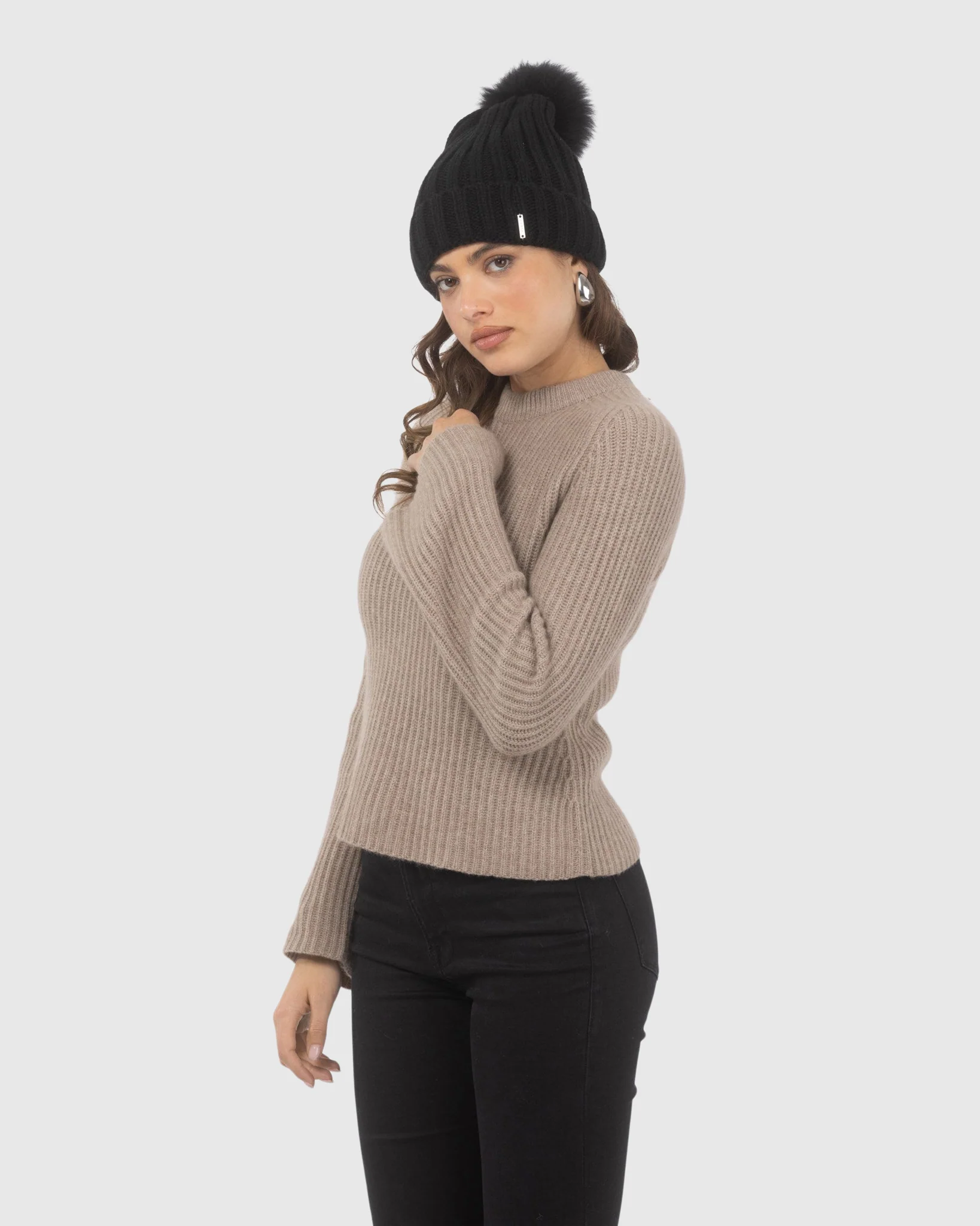 KNIT HAT WITH SELECT LAMB POM - Image 2