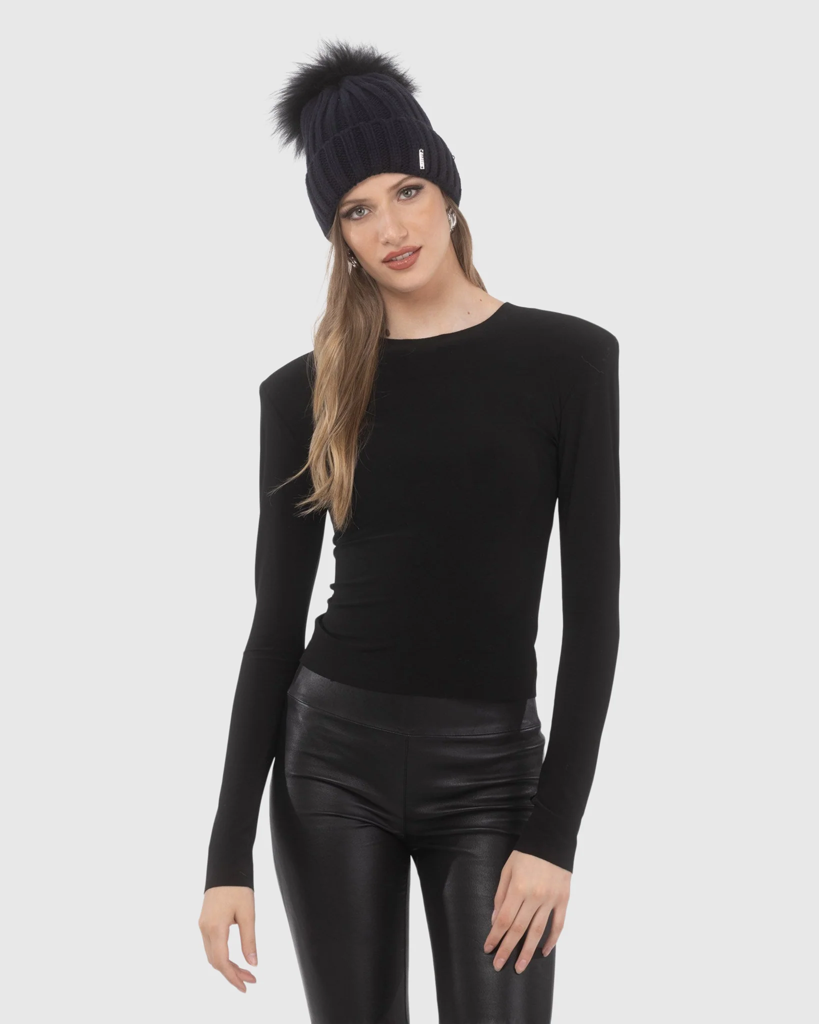 KNIT HAT WITH SELECT LAMB POM - Image 4