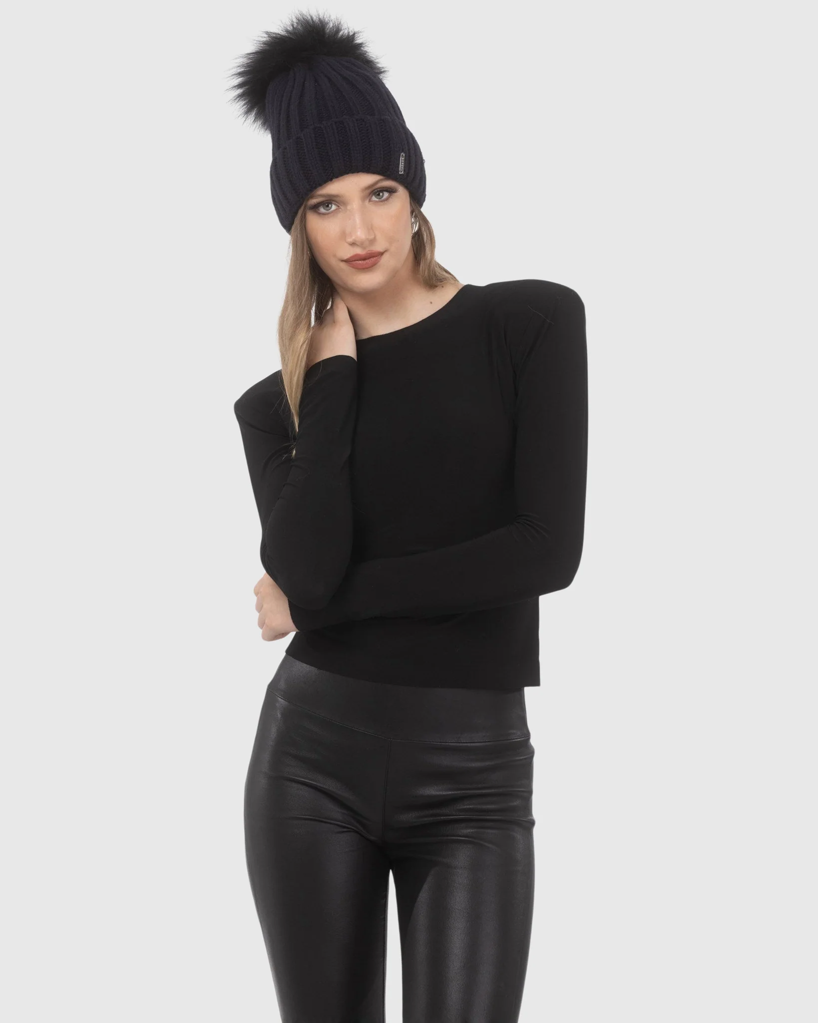 KNIT HAT WITH SELECT LAMB POM - Image 5