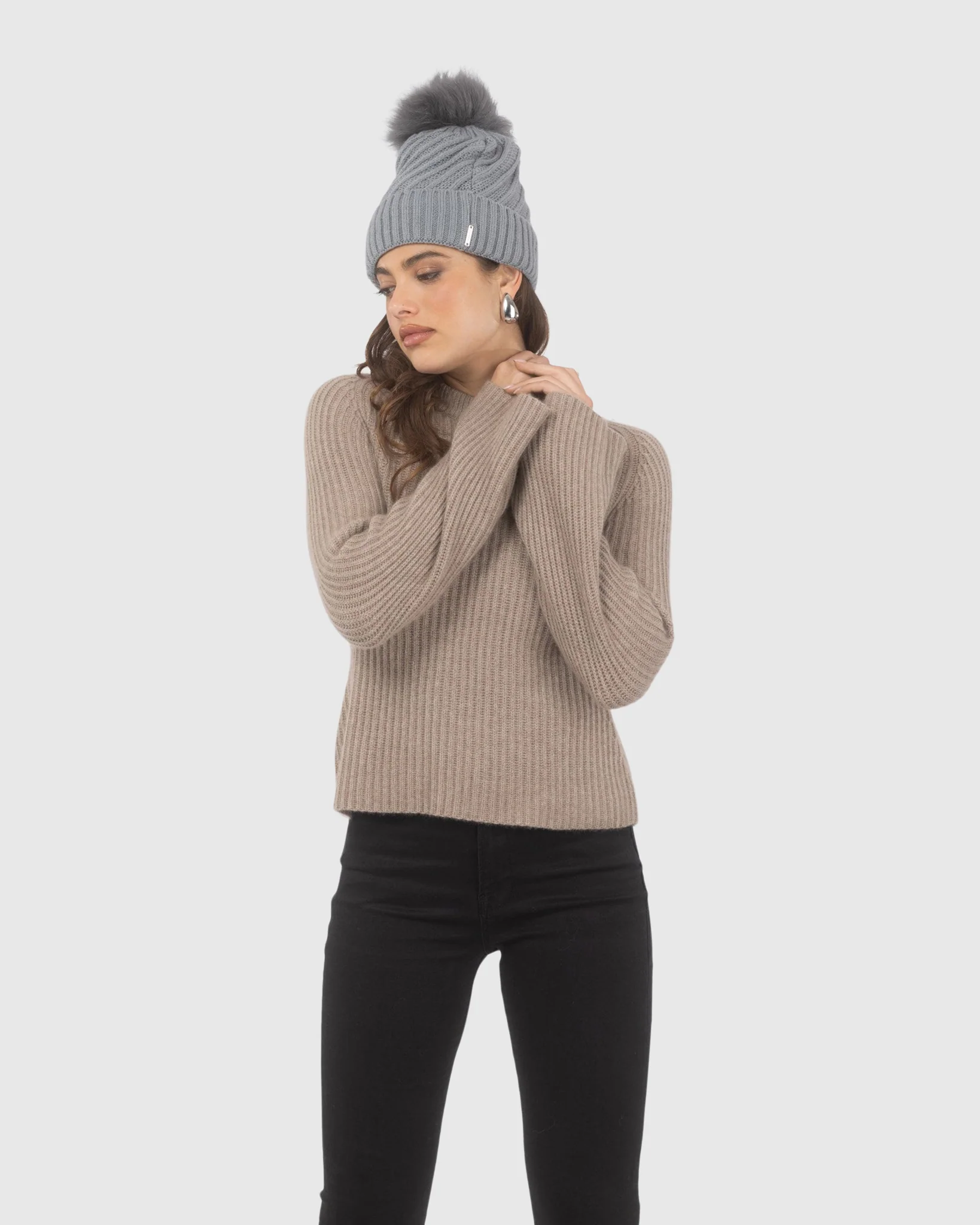 KNIT HAT WITH SELECT LAMB POMPOM - Image 10