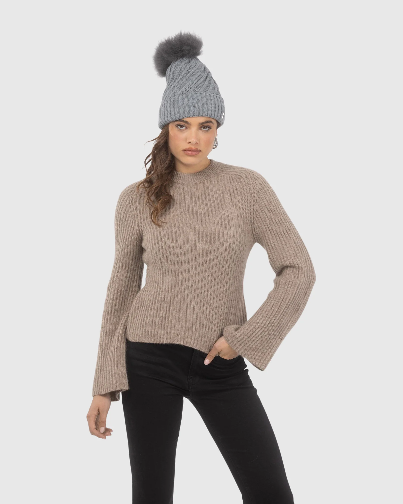 KNIT HAT WITH SELECT LAMB POMPOM - Image 11