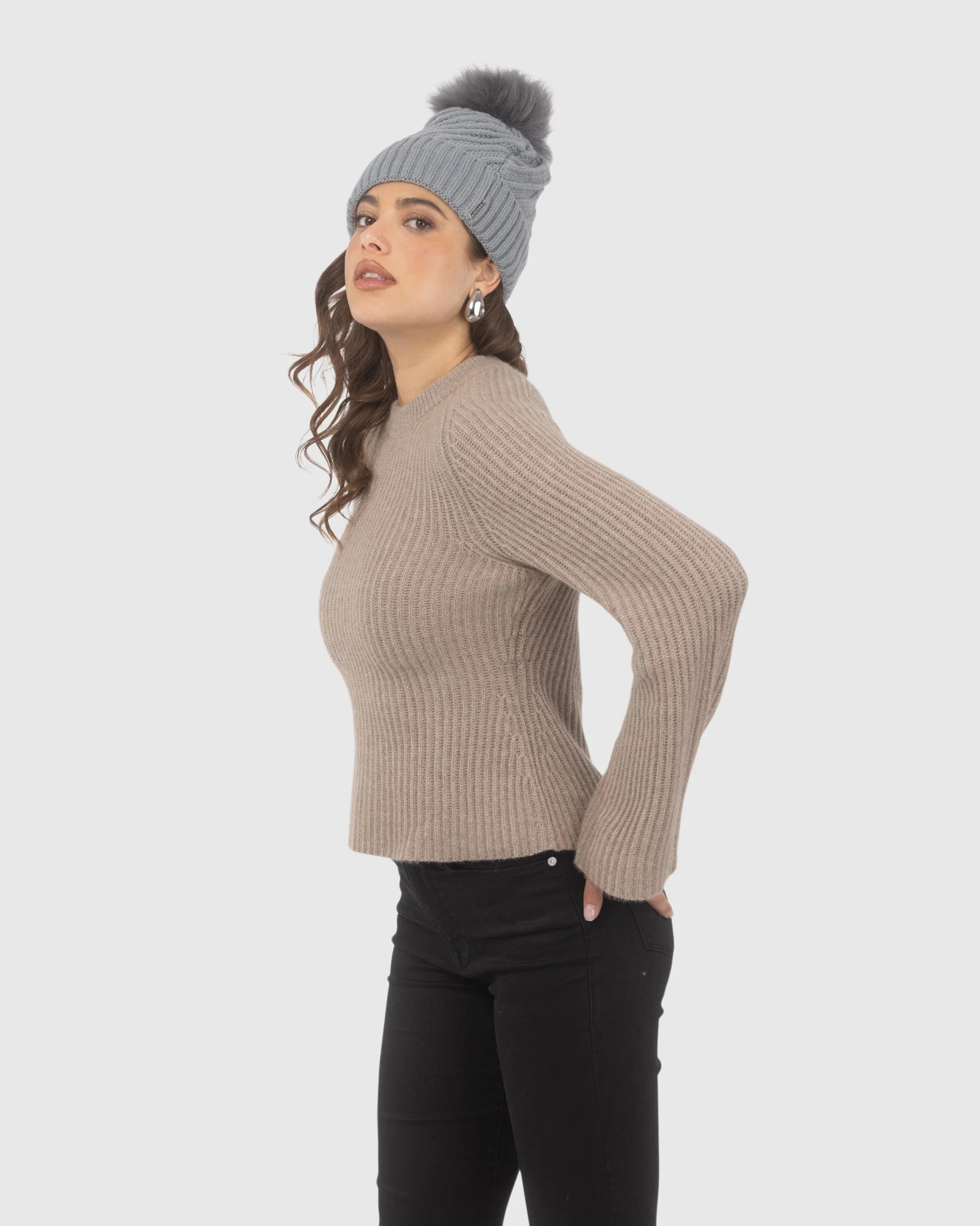 KNIT HAT WITH SELECT LAMB POMPOM - Image 12