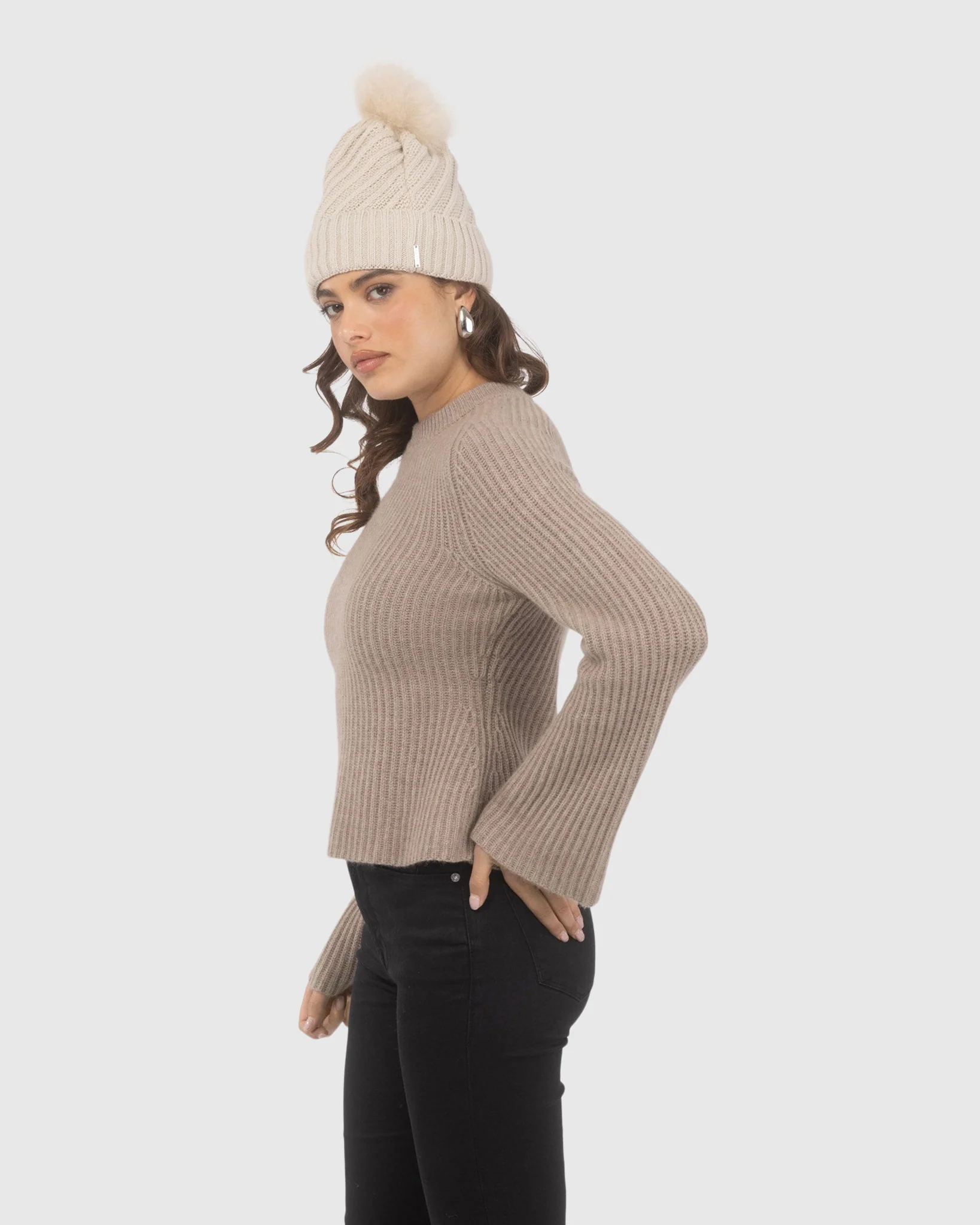 KNIT HAT WITH SELECT LAMB POMPOM - Image 6