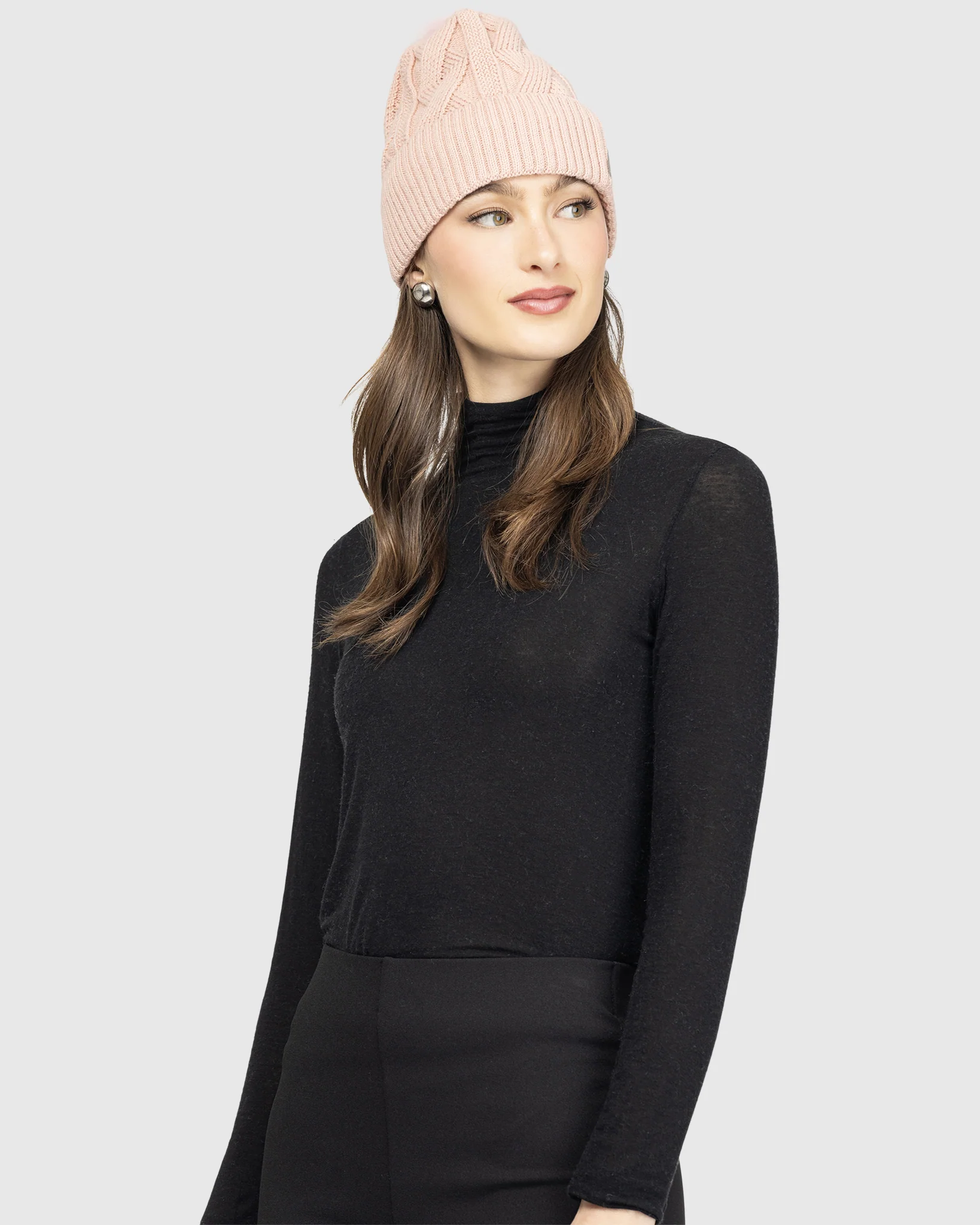 KNIT BEANIE HAT WITH SELECT LAMB POMPOM - Image 2