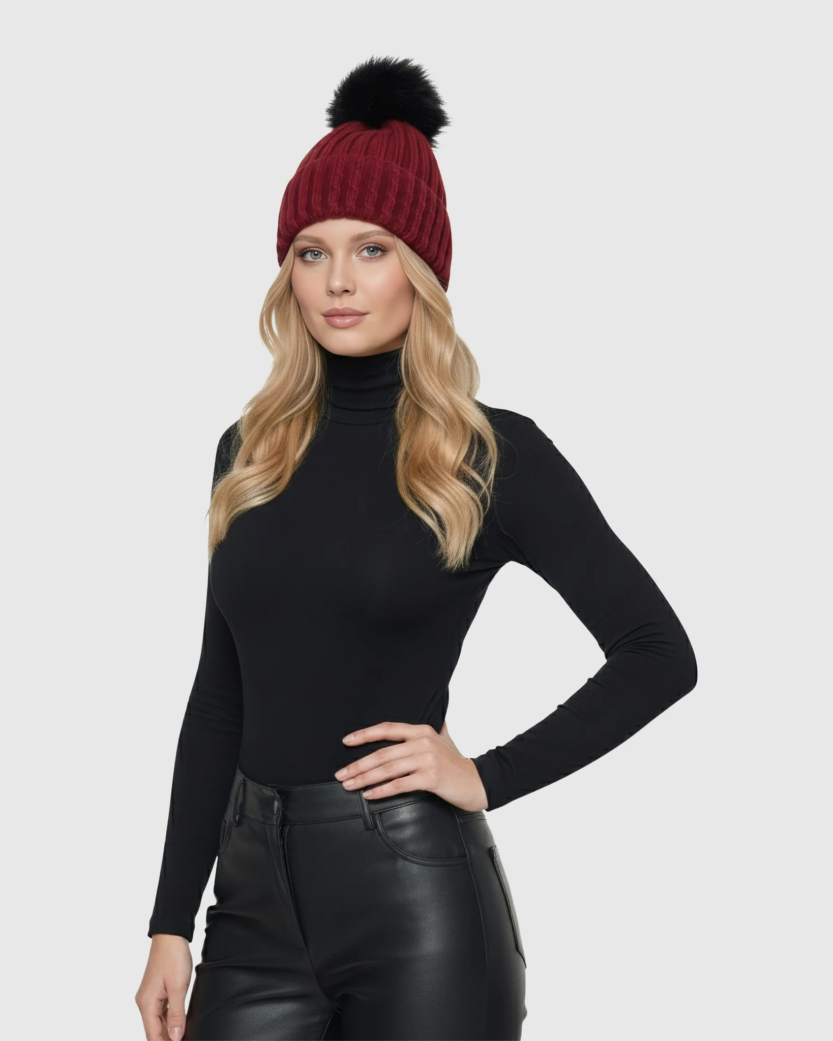 KNIT HAT WITH TOSCANA LAMB POMPOM - Image 10