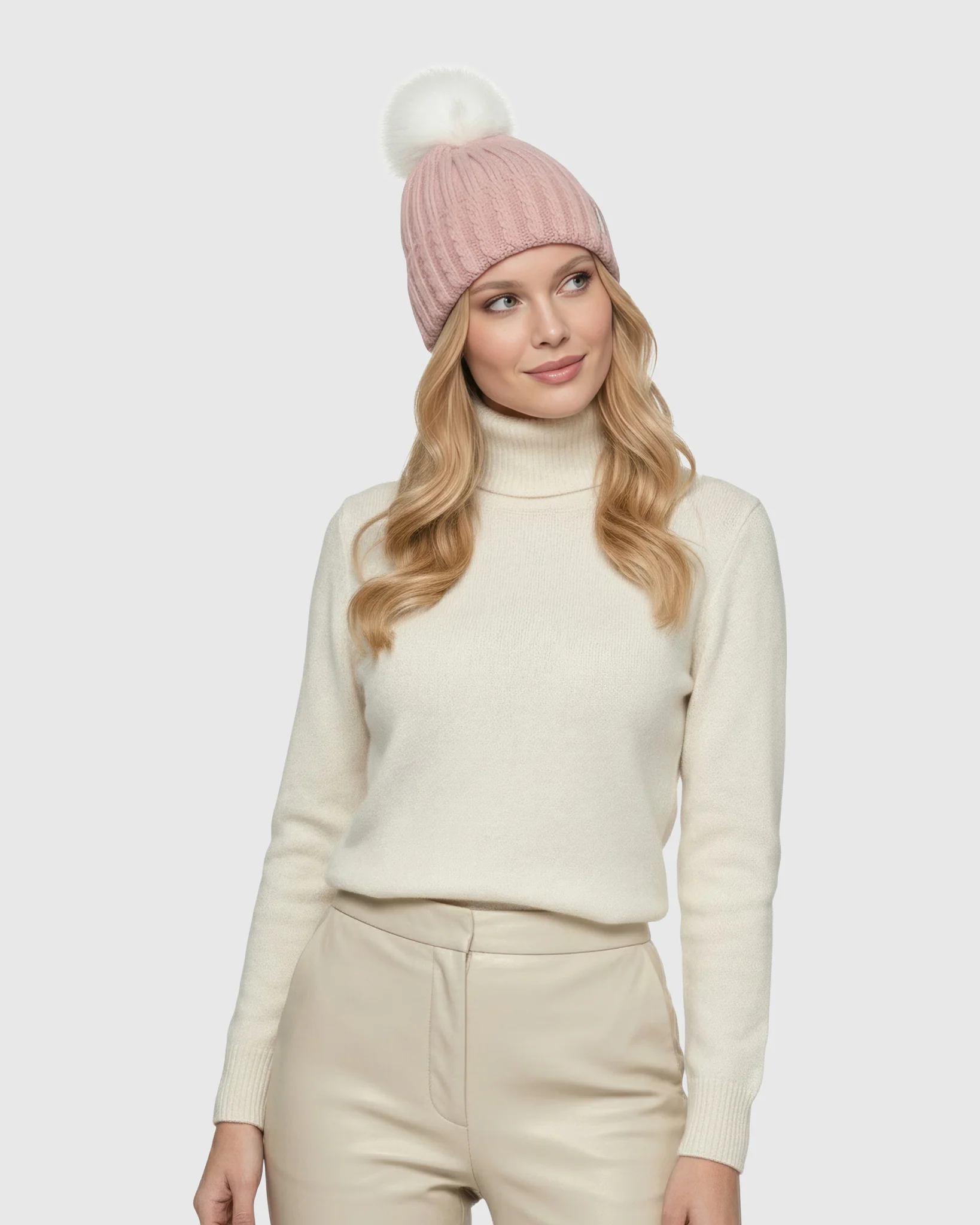 KNIT HAT WITH TOSCANA LAMB POMPOM - Image 4