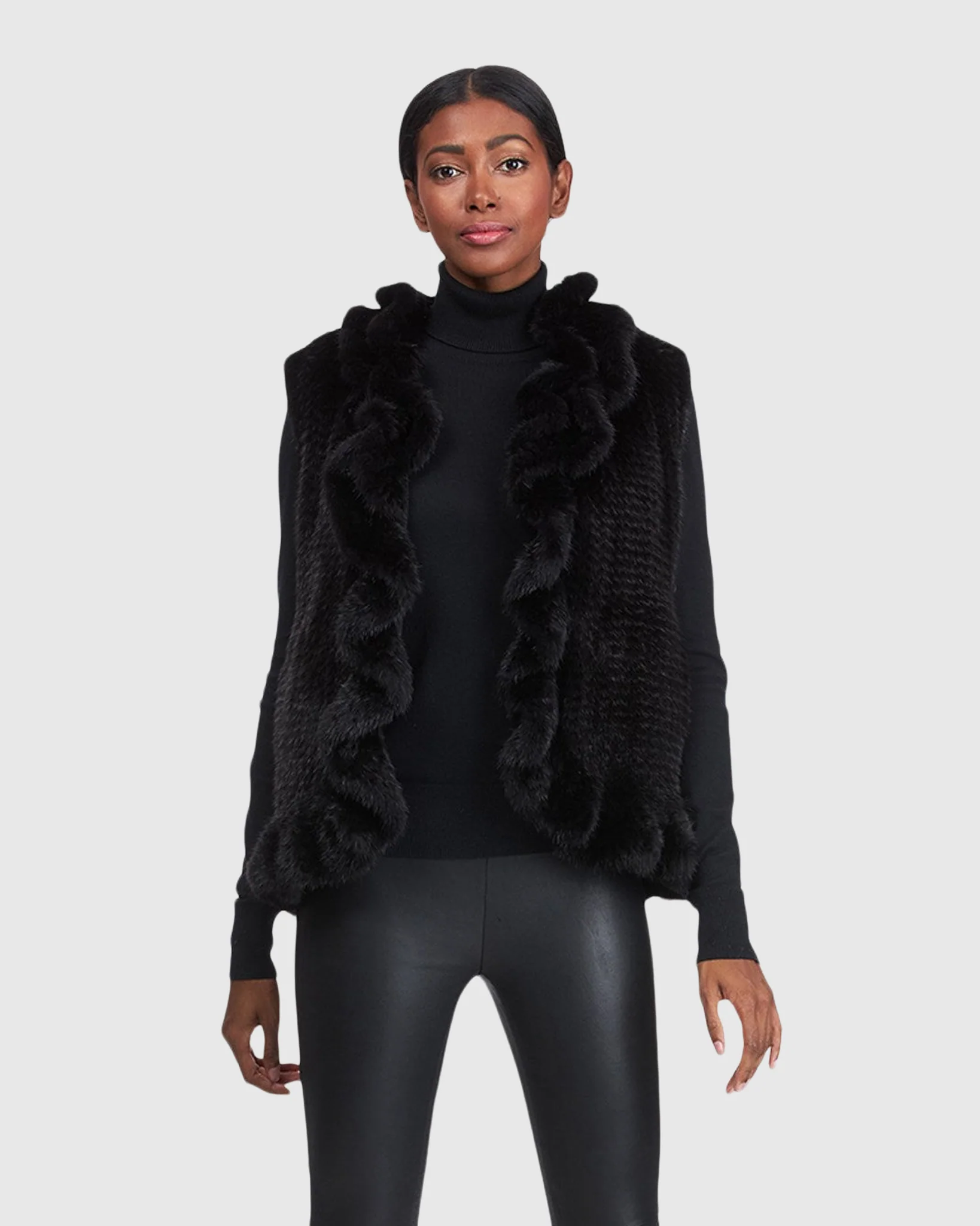 KNIT MINK RUFFLE VEST - Image 2