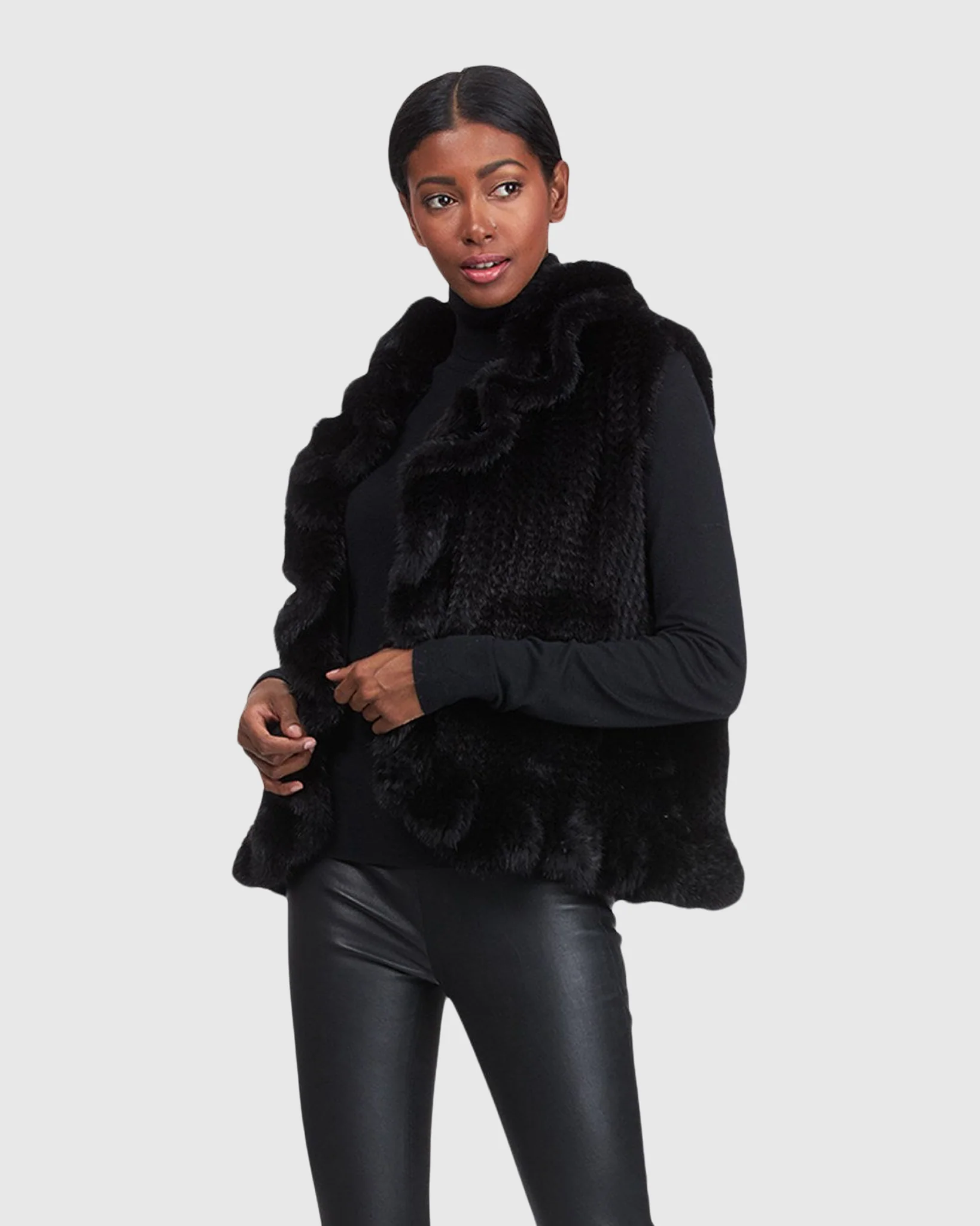 KNIT MINK RUFFLE VEST - Image 3