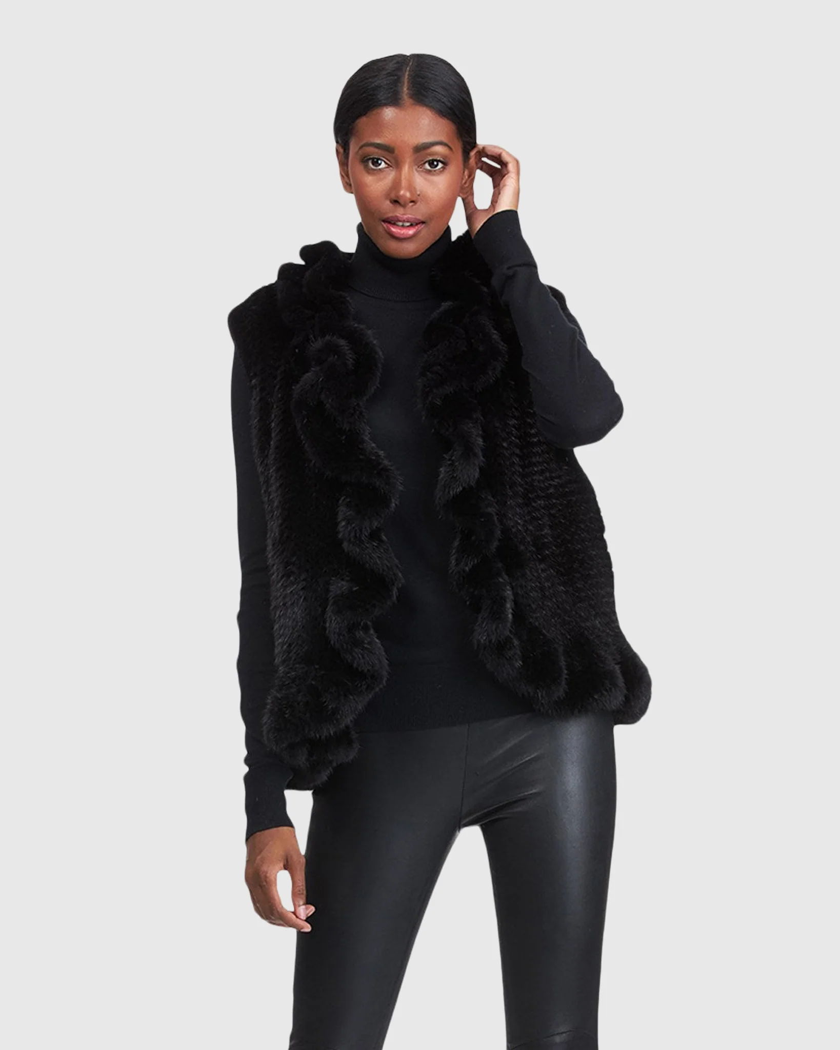 KNIT MINK RUFFLE VEST - Image 4