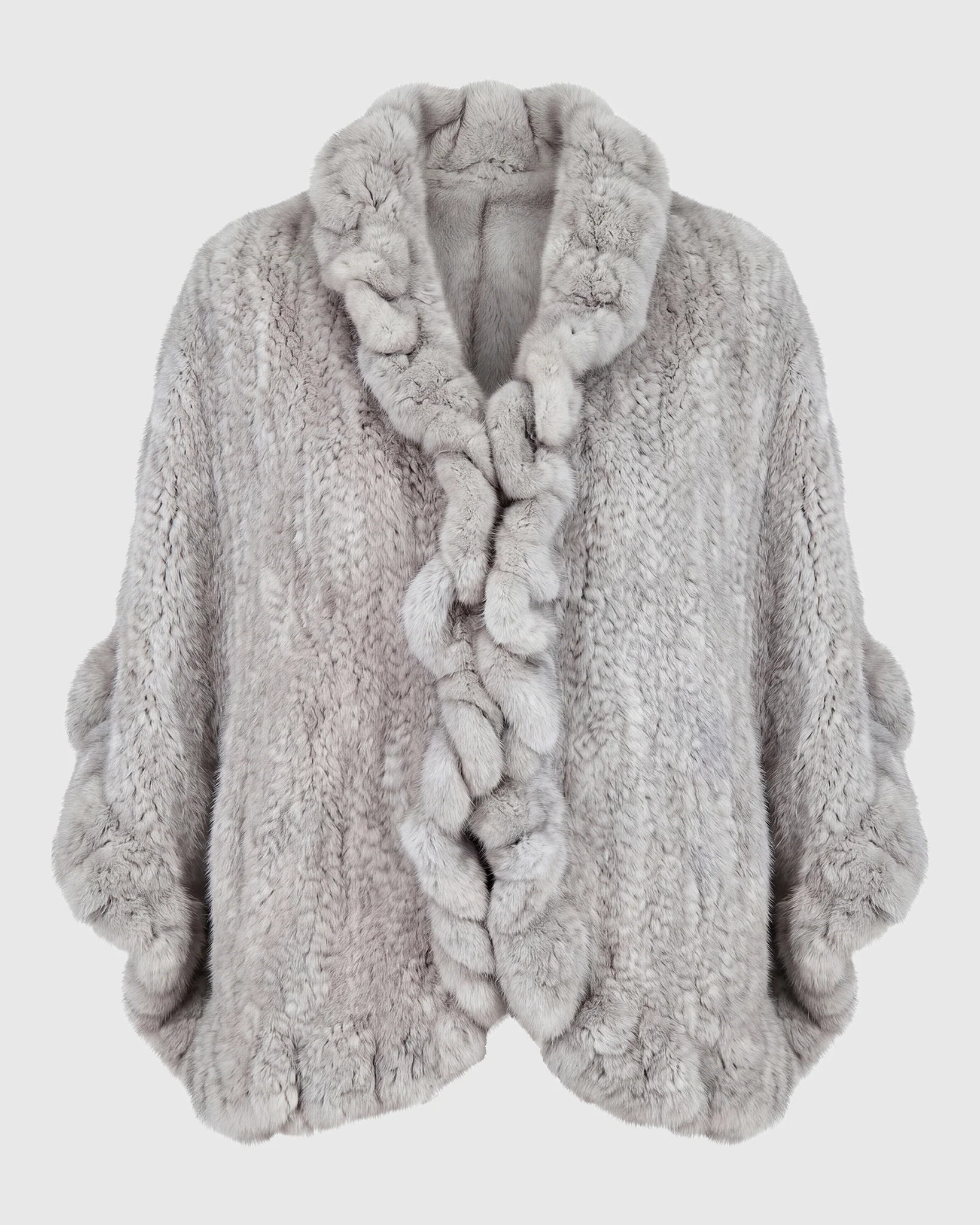 MINK KNIT STOLE WITH RUFFLE TRIM - Image 9