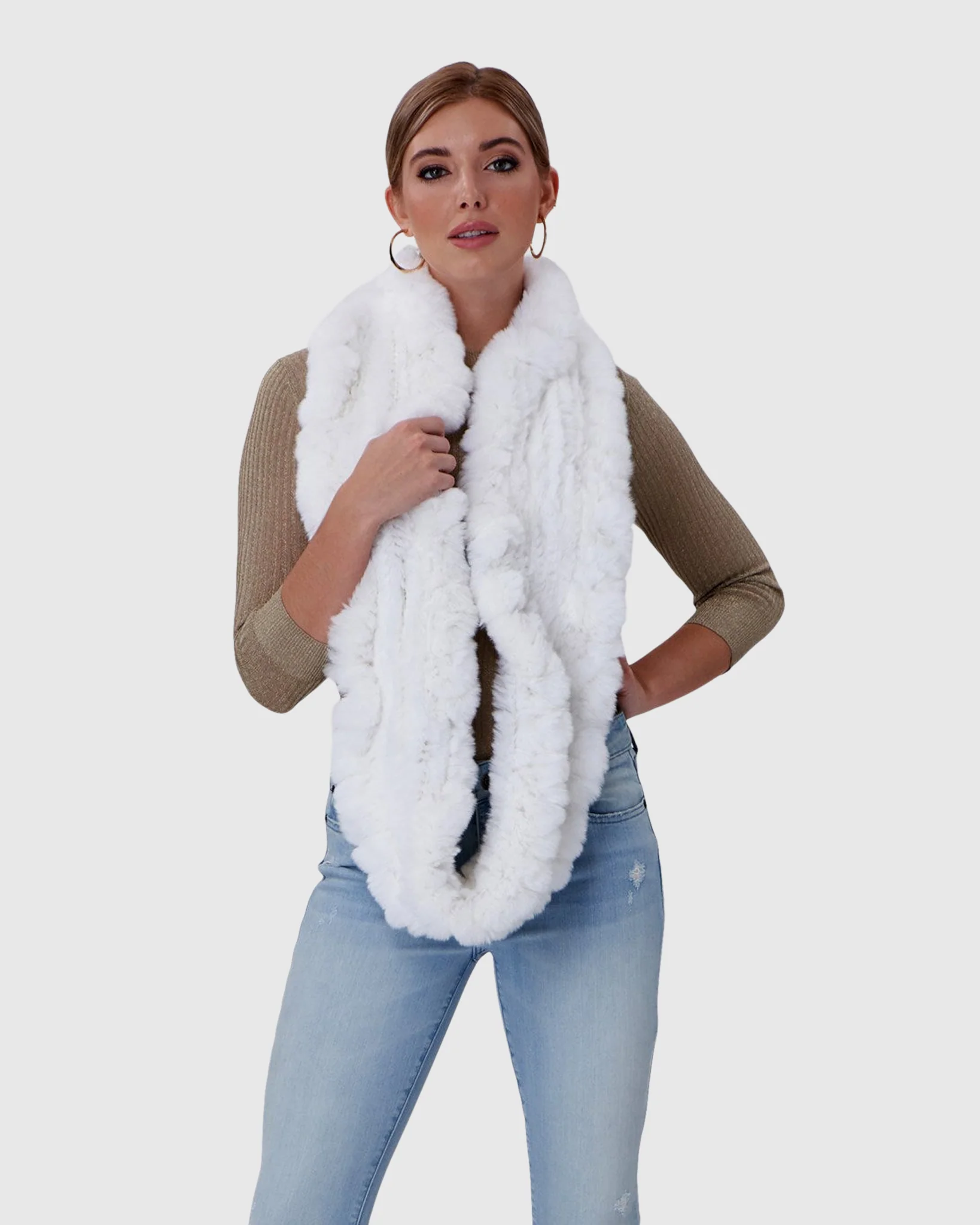 KNIT REX RABBIT INFINITY SCARF - Image 4