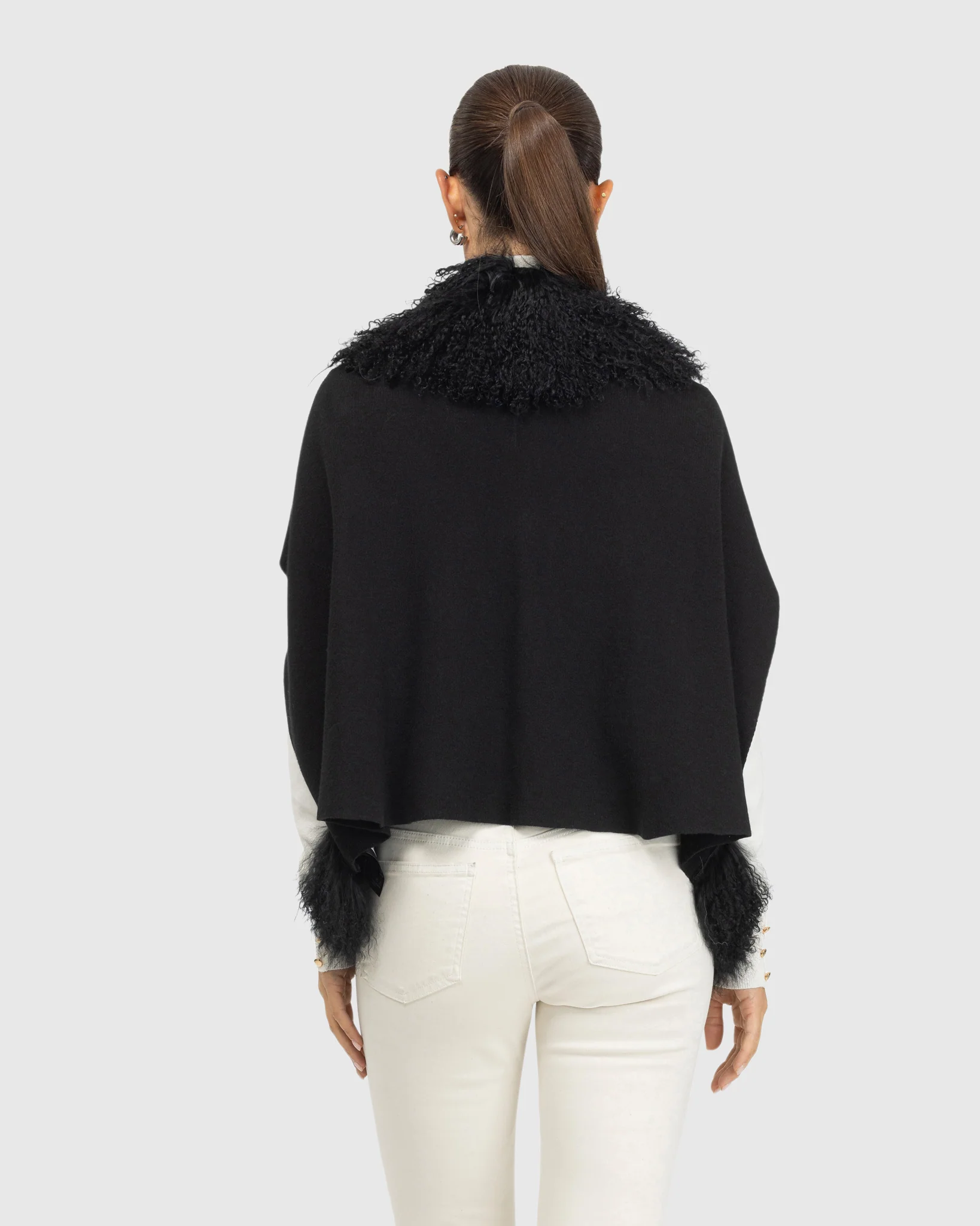 Knit Vest With Mongolian (tg) Shearling Lamb Trim - Image 5
