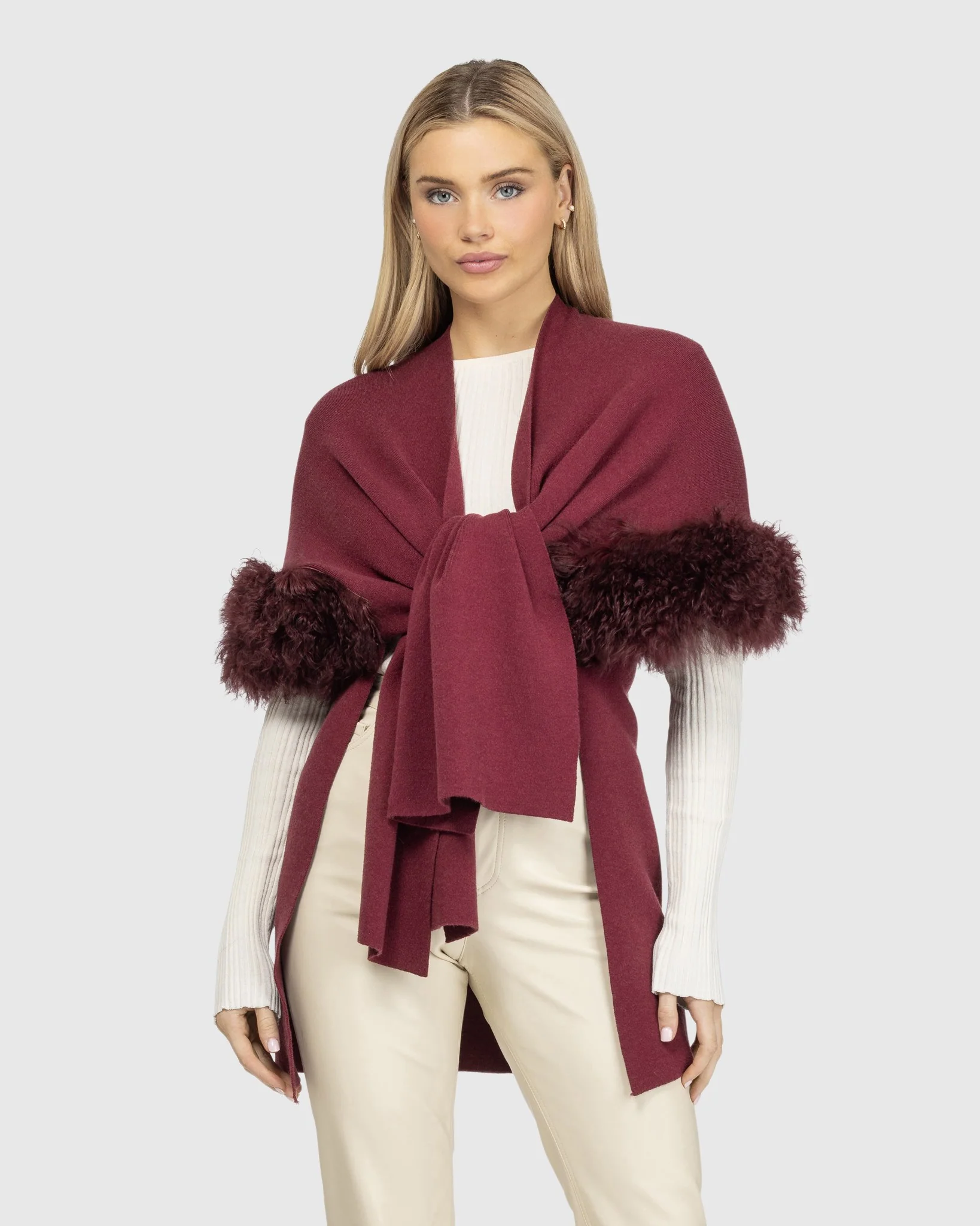 Knit Vest With Select Mongolian Shearling Lamb Trim (tg) - Image 17