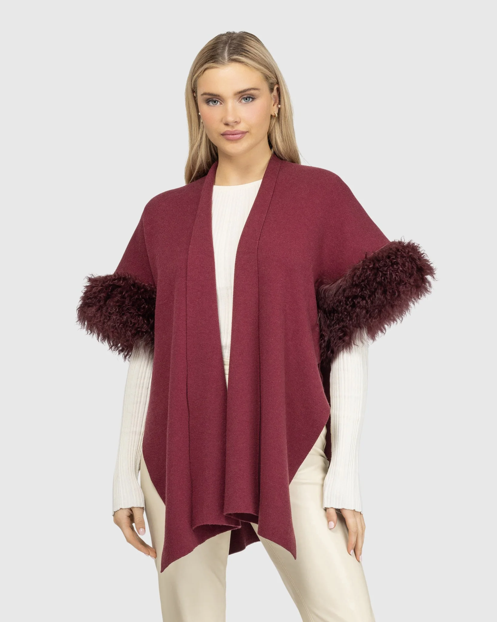 Knit Vest With Select Mongolian Shearling Lamb Trim (tg) - Image 18