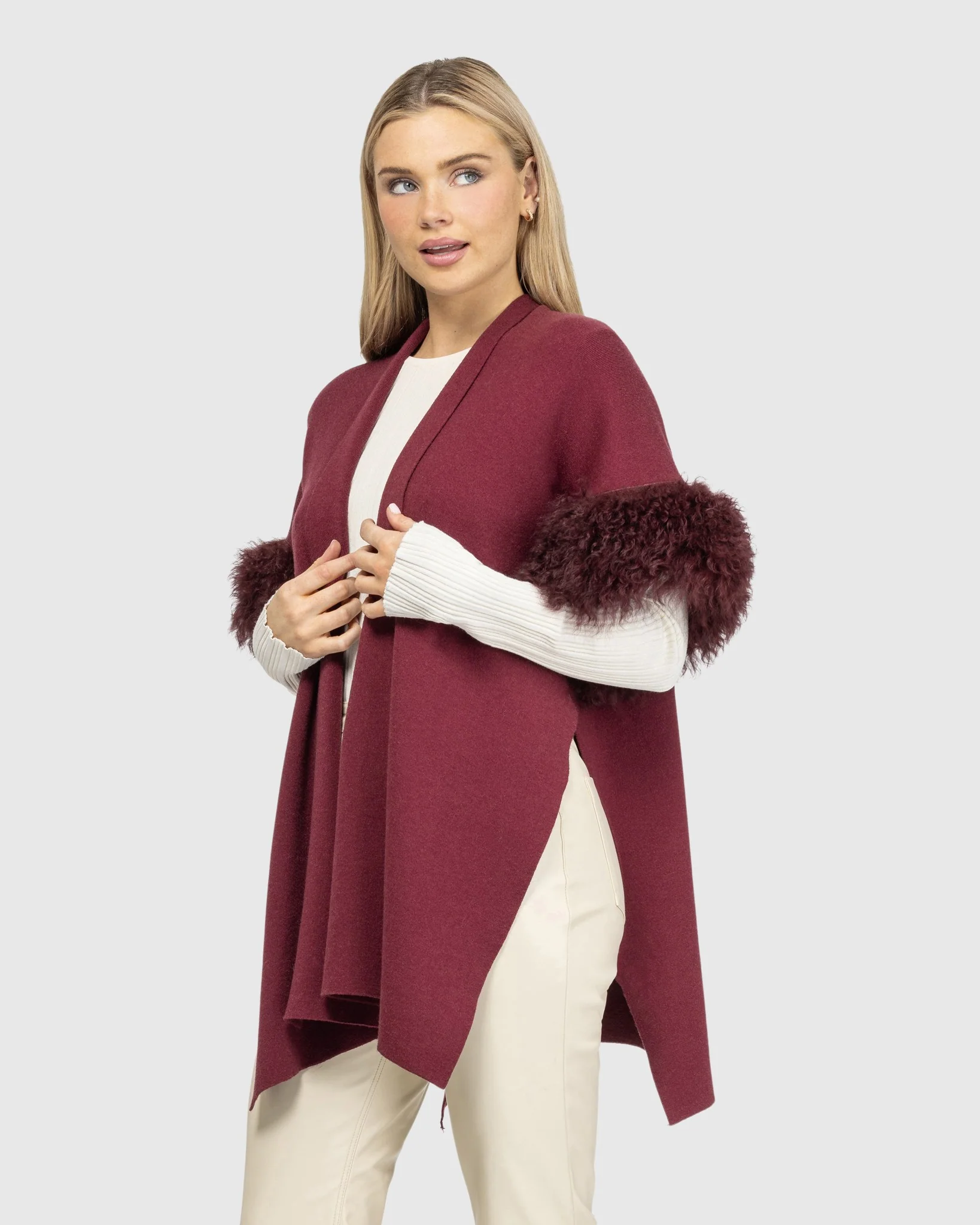 Knit Vest With Select Mongolian Shearling Lamb Trim (tg) - Image 19